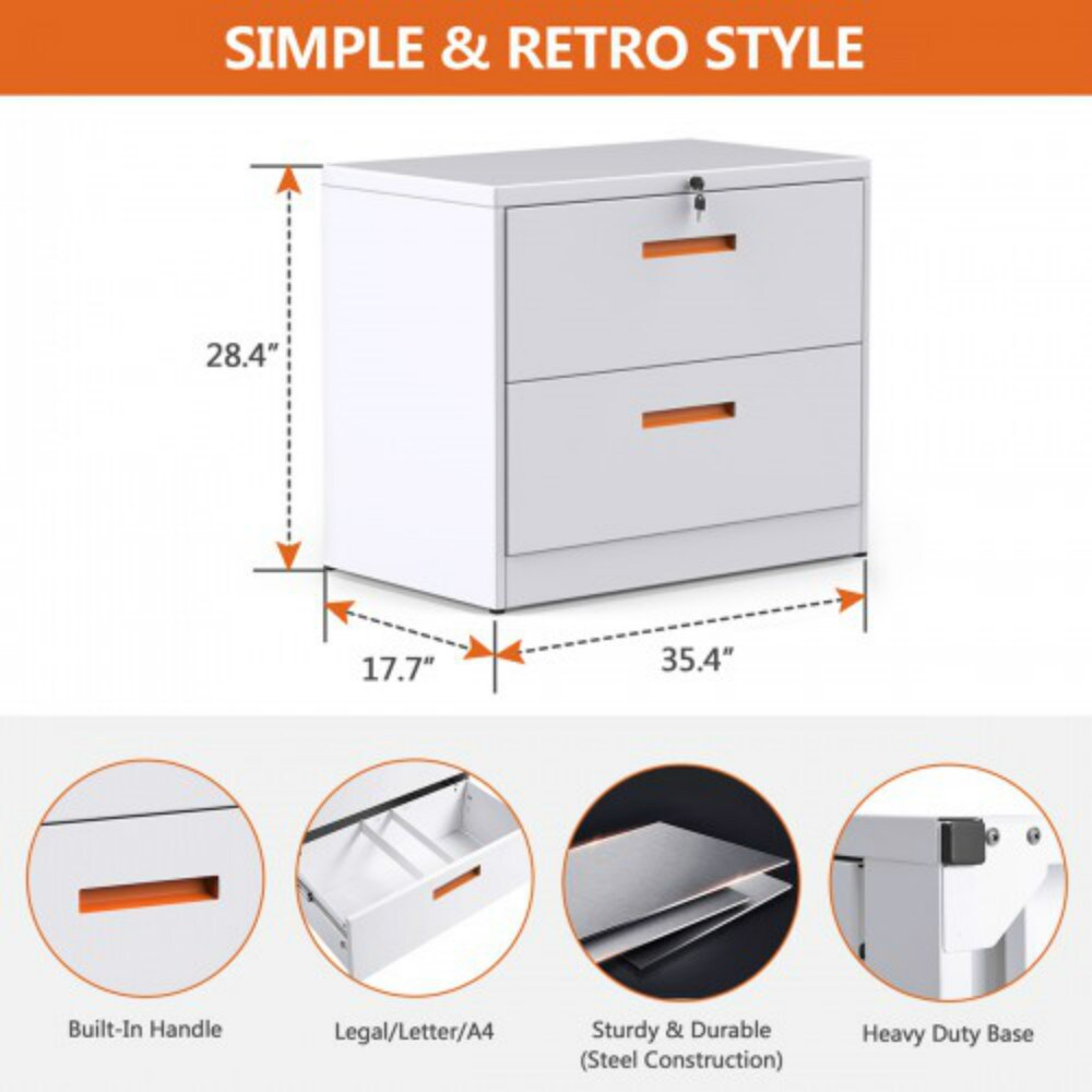 Casainc White And Orange 2-Drawer File Cabinet In The File Cabinets  Department At Lowes.Com