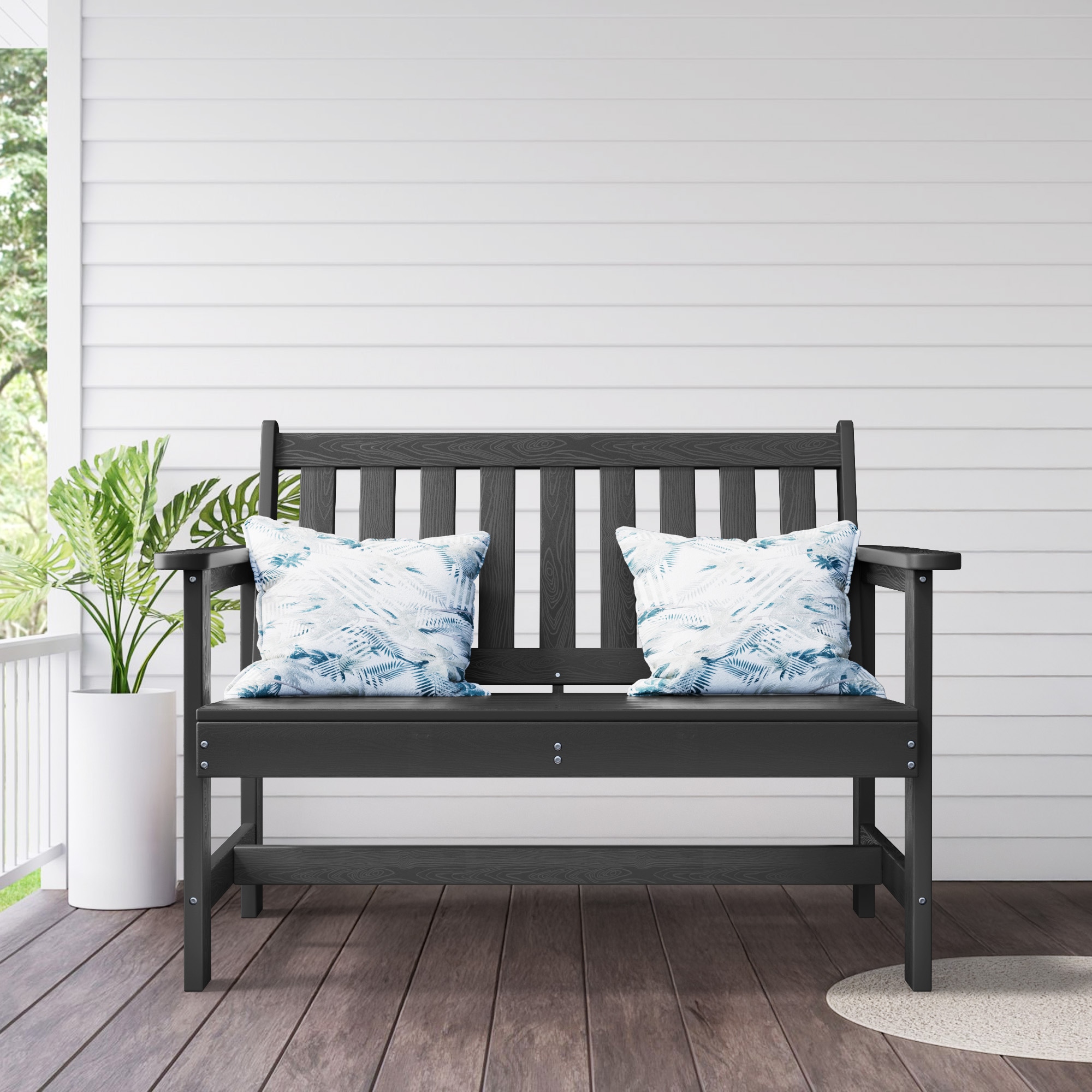 JEAREY GYCY-GY Outdoor 2-Person Garden Bench 42.92-Inches W x 35.83-Inches H Gray HDPE Garden Bench