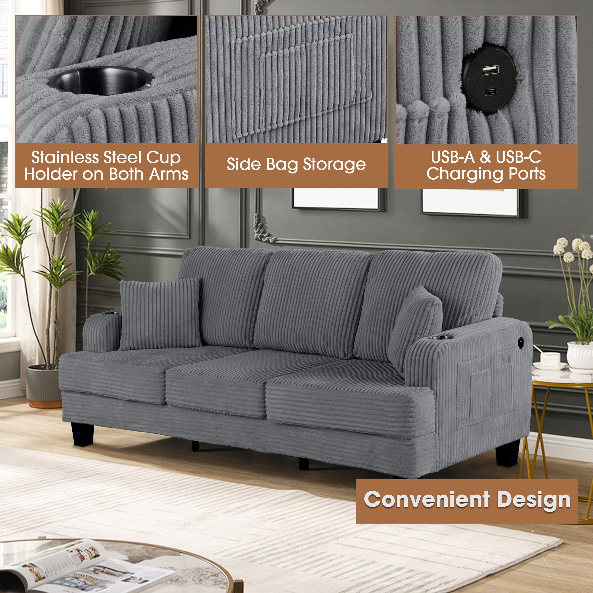 IHOMEadore MDSL6932DG Sofas-Loveseats - View #8