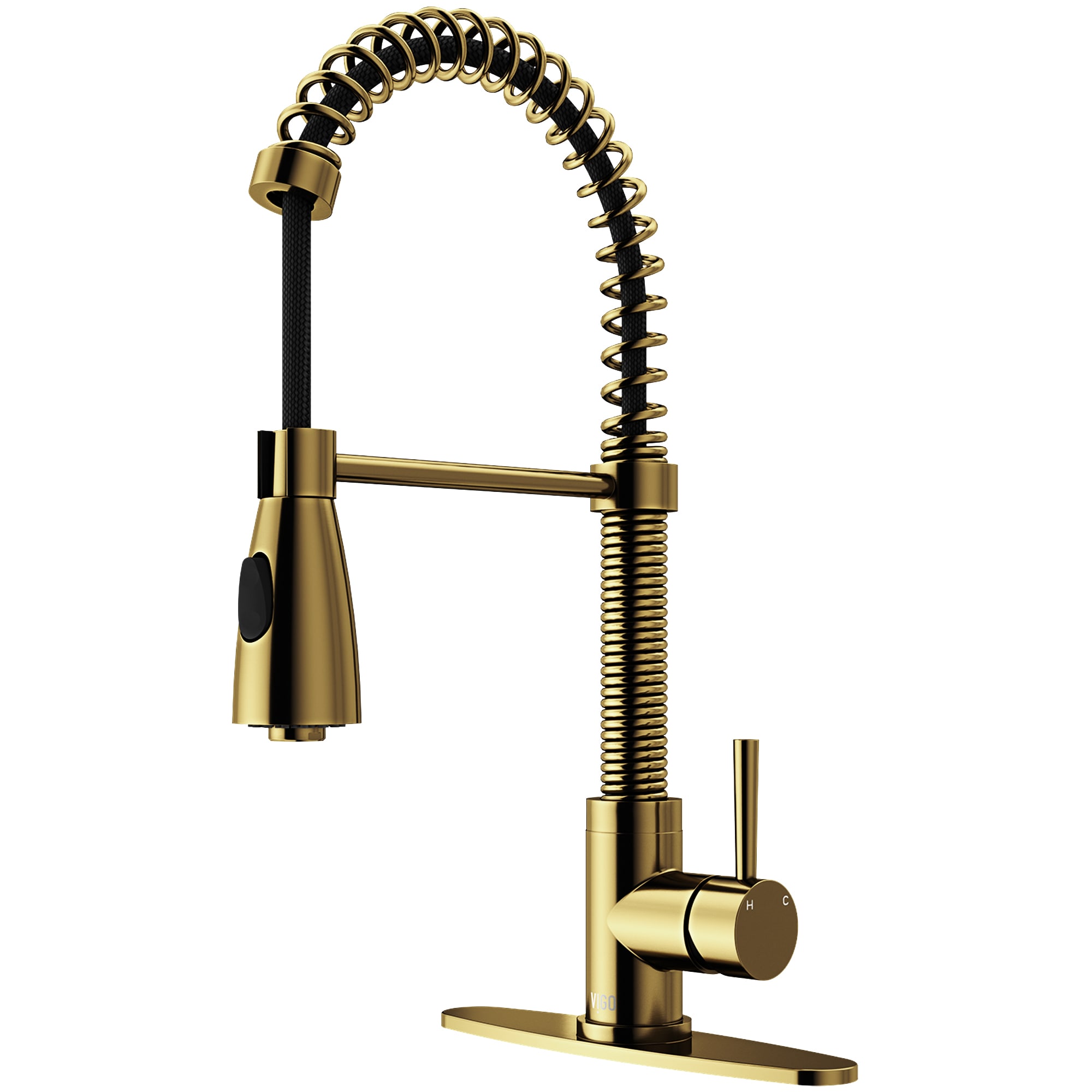 VIGO VG02003MGK1 Brant Matte Brushed Gold Single Handle Deck-mount Pull-down Kitchen Faucet with Sprayer ( Deck Plate Included )