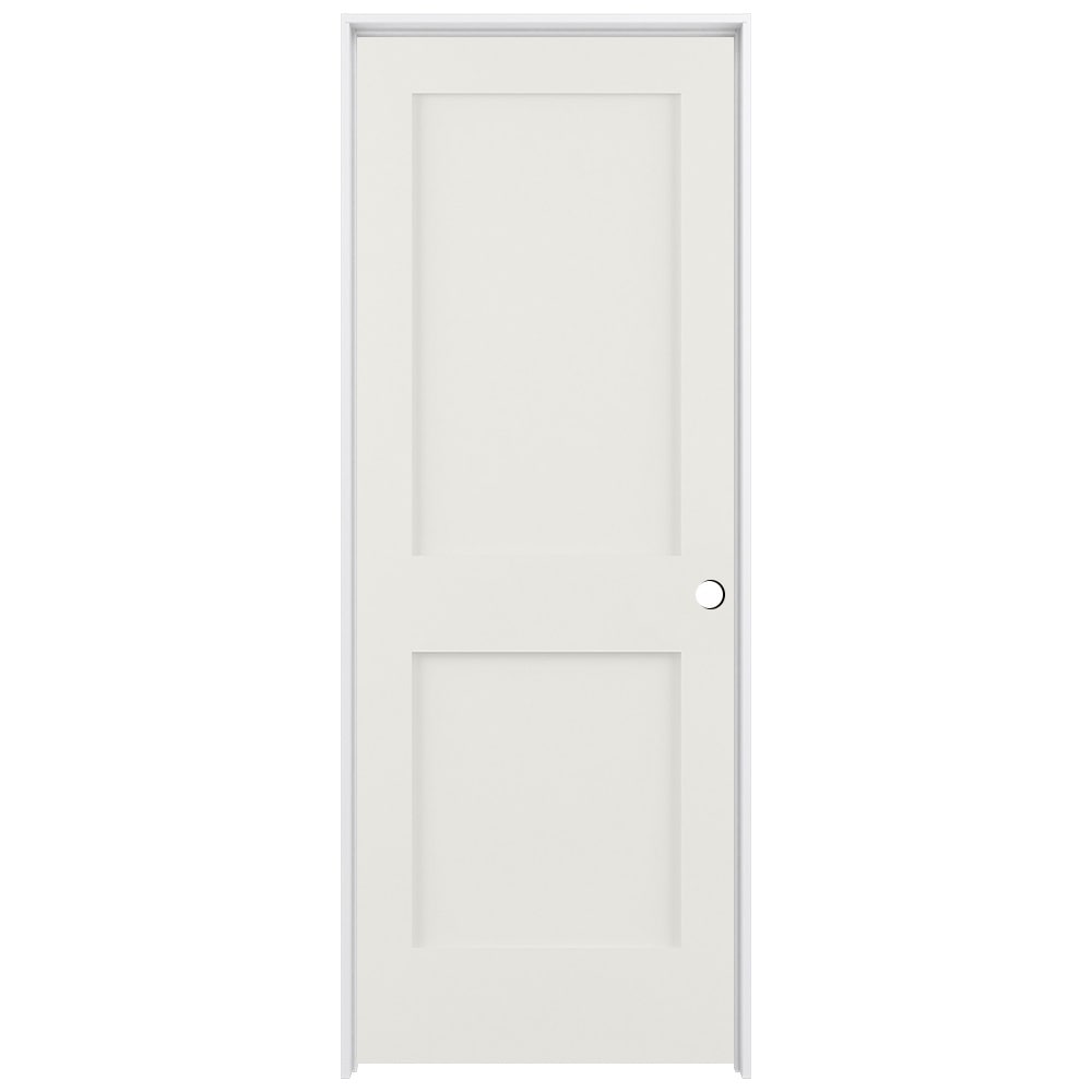 RELIABILT Shaker 30-in x 80-in Snow Storm 2-panel Square Solid Core Prefinished Pine Wood Left Hand Inswing Single Prehung Interior Door in White -  LO1368988
