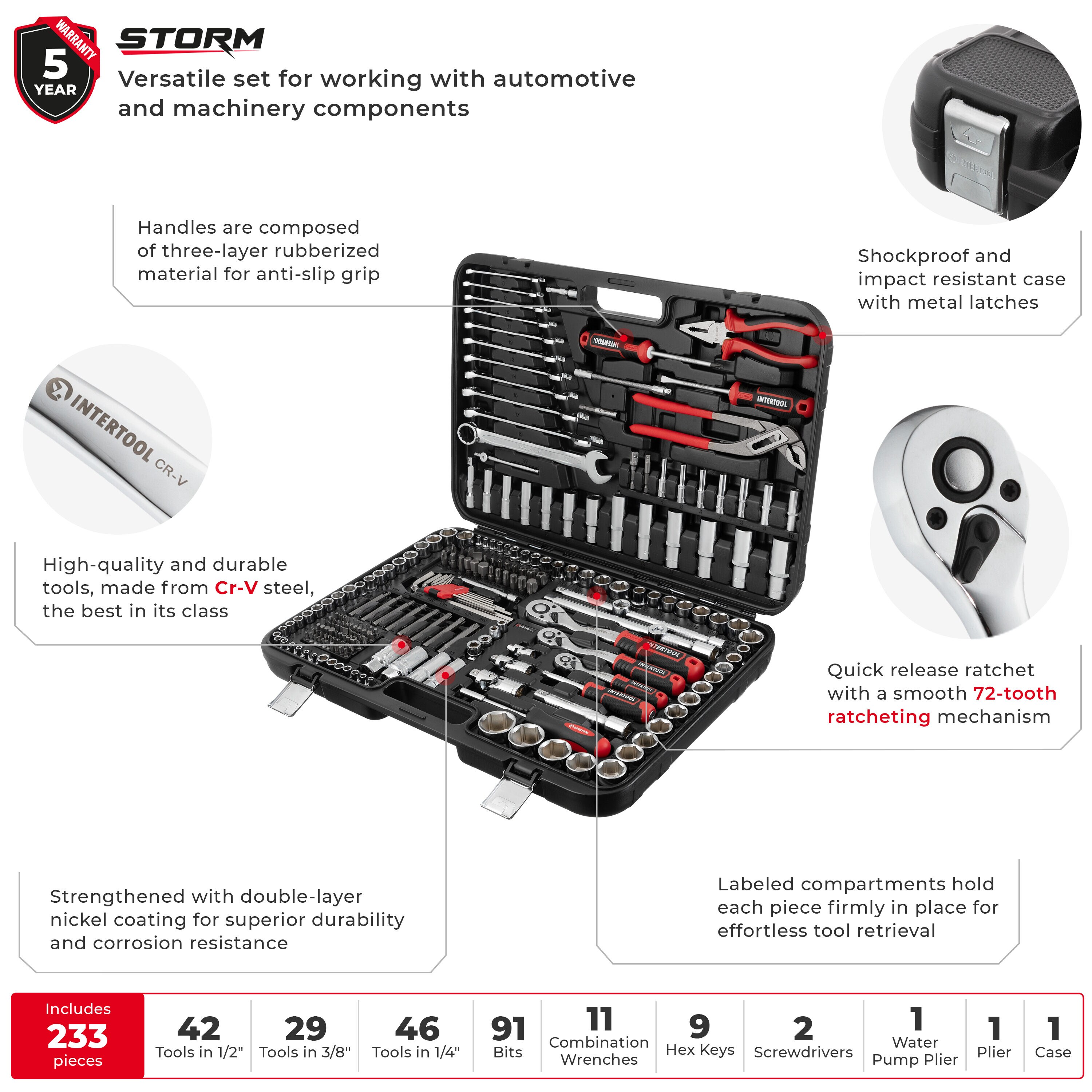 INTERTOOL ET08-8233 Mechanics-Tool-Sets - View #2