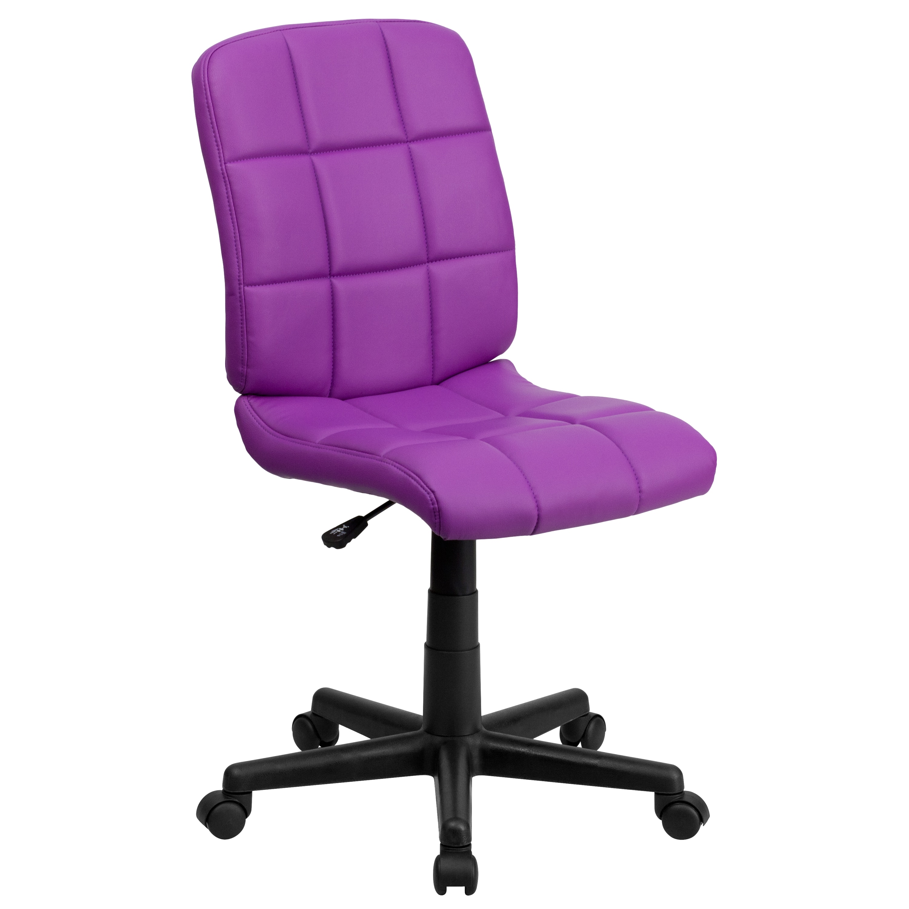 Violet Quilted Vinyl Armless Mid-Back Task Chair
