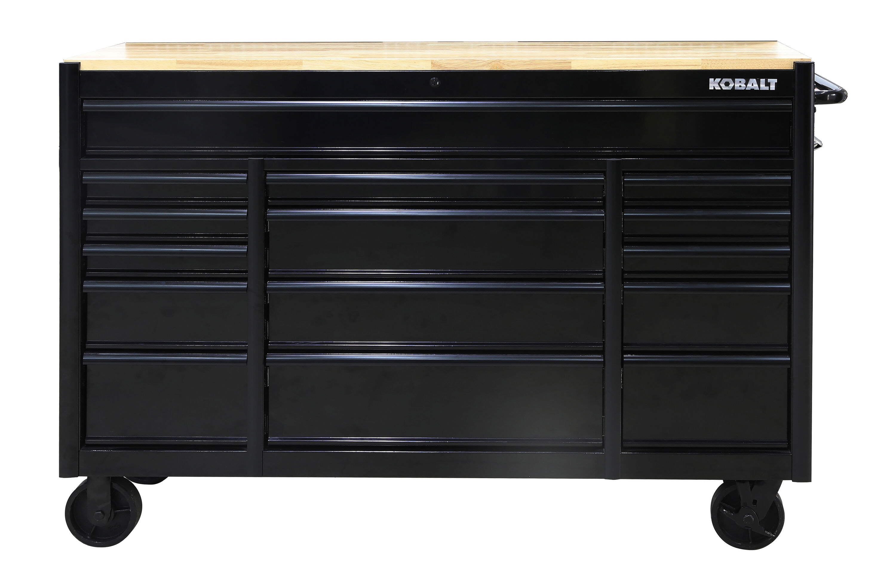 Kobalt 59.8-in L x 42.7-in H 15-Drawers Rolling Black Wood Work Bench