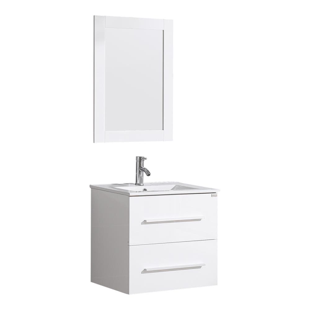 Wall Mounted Bathroom Vanity Floating Cabinet w/Mirror Sink Shelves Faucet  Combo