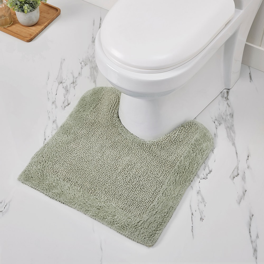 Dark Green Bathroom Rugs Chenillen Bath Rug Set 3 Piece Non-Slip Bath Mats