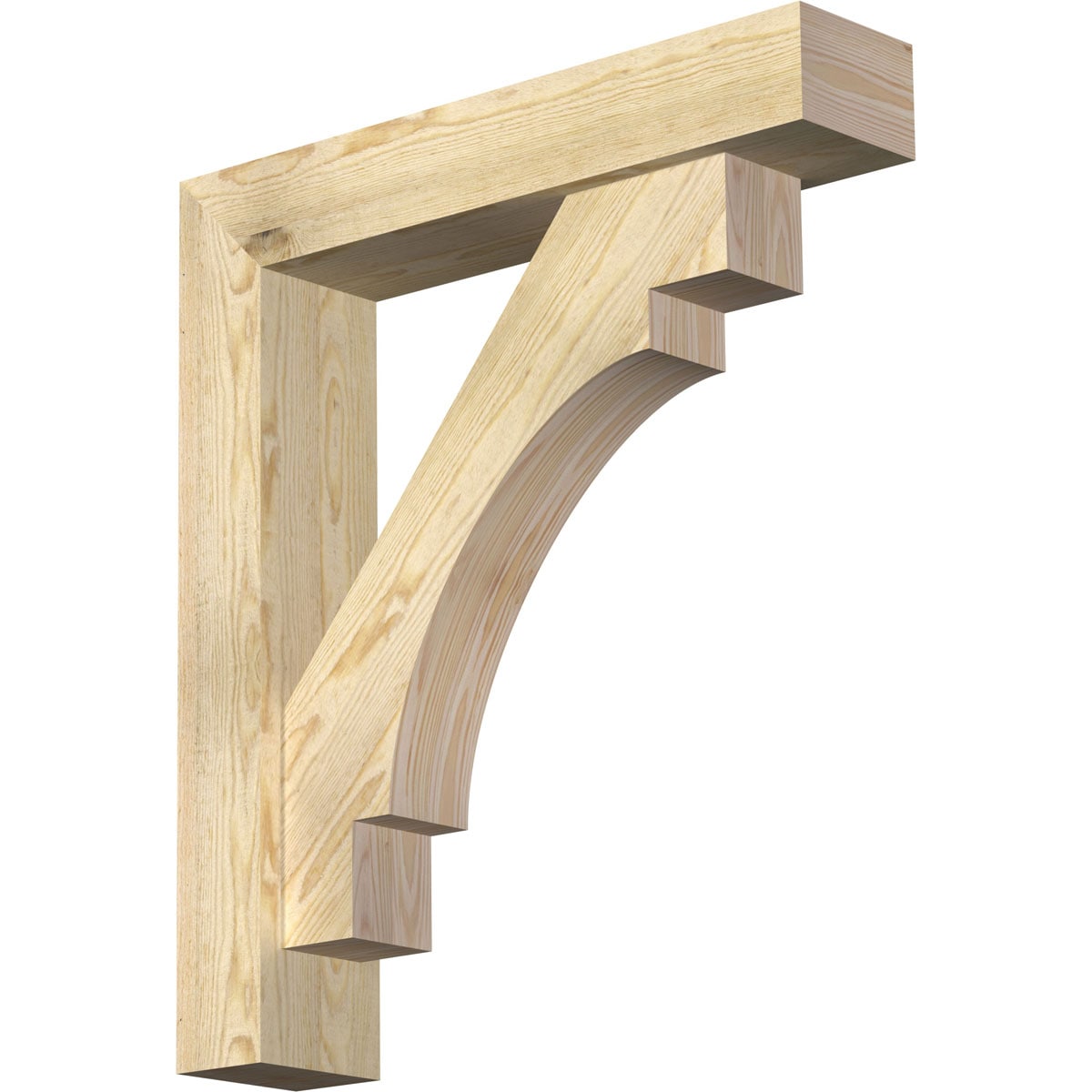 Ekena Millwork 1463253 Merced block rough sawnbracket with offset brace 6-in x 28-in x 32-in Douglas fir Brown Wood Standard bracket