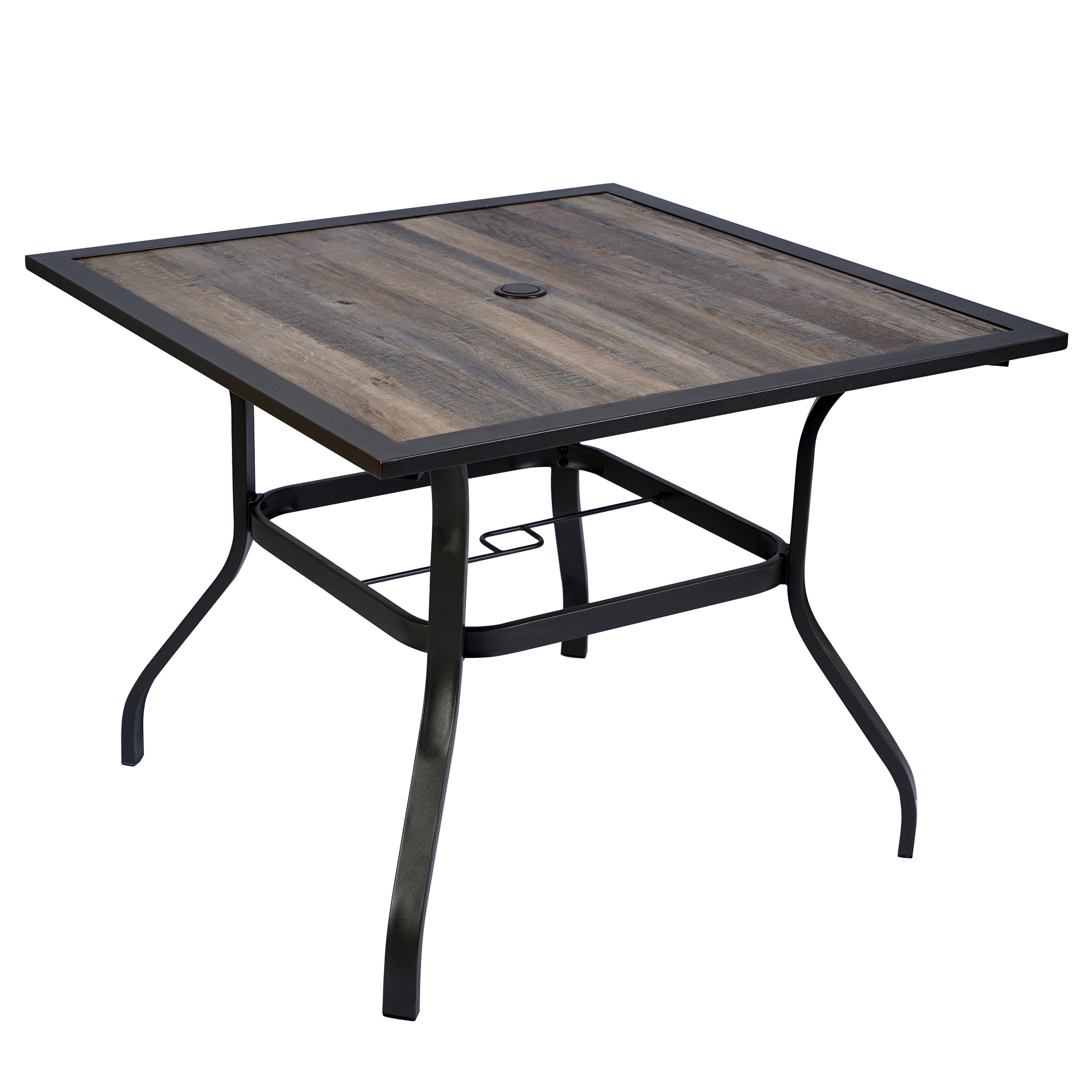 Kozyard KZT194BR Coolmen Square Outdoor Balcony Table 37-in W x 37-in L with Umbrella Hole