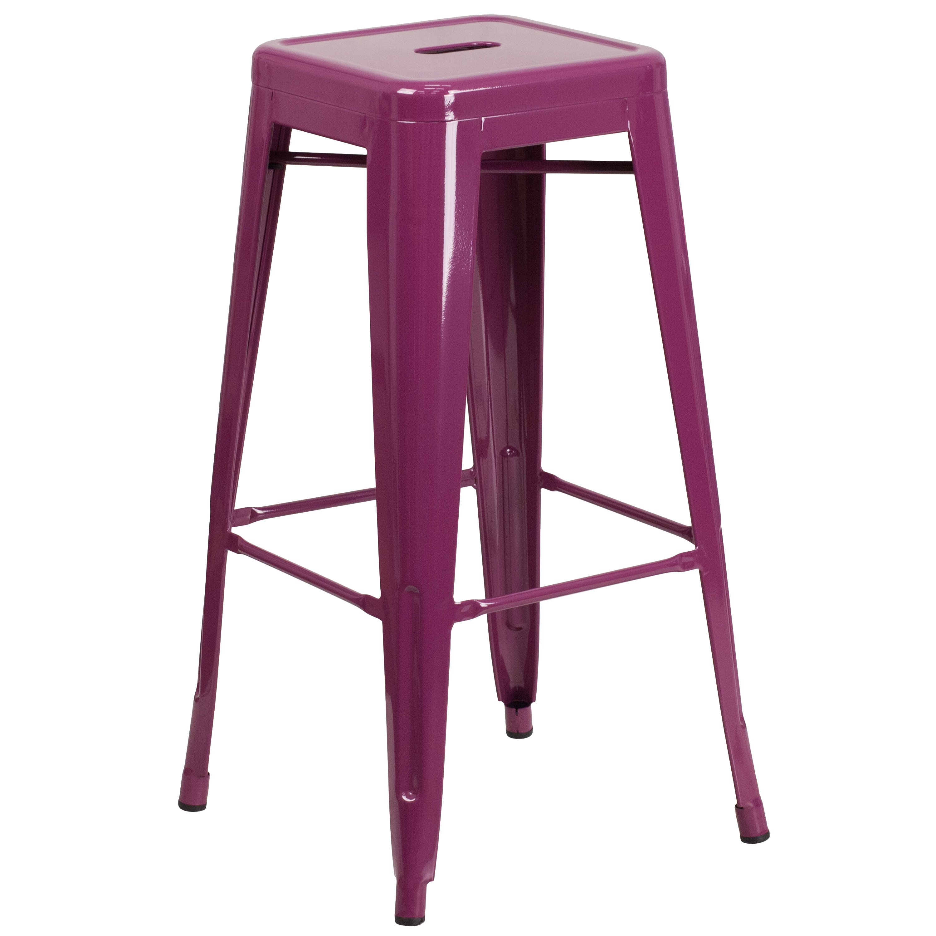 Flash Furniture 889142049807 Kai Purple 30.0-in H Bar height Square seat Stackable Metal Bar Stool