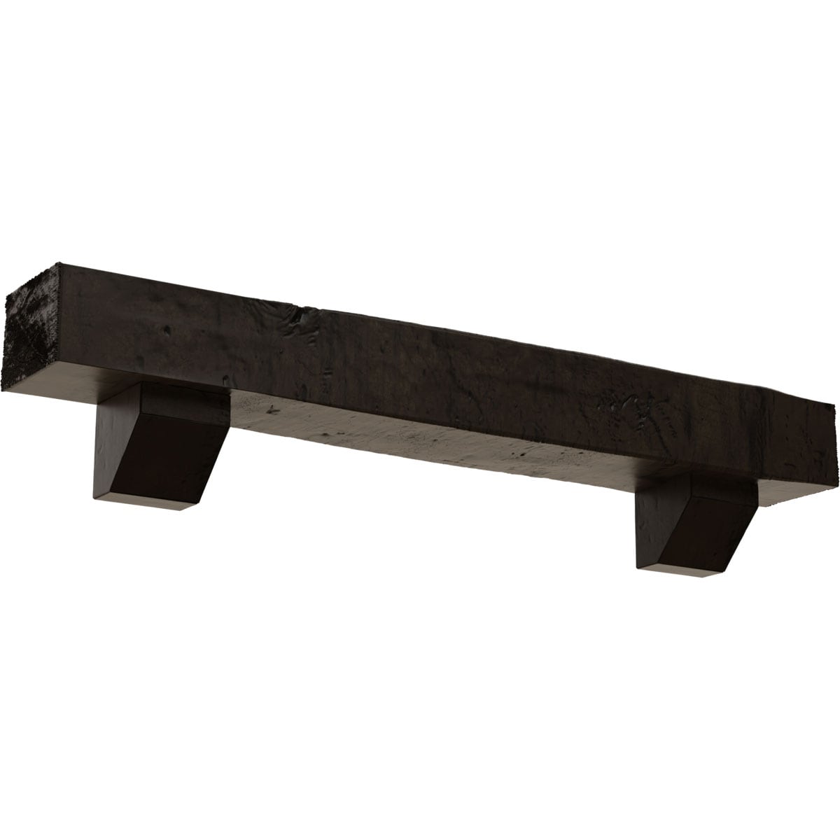 Ekena Millwork MANUKP08X08X48ASZW 48-in W x 8-in H x 8-in D Walnut (Premium) Hollow Urethane Rustic Fireplace Mantel