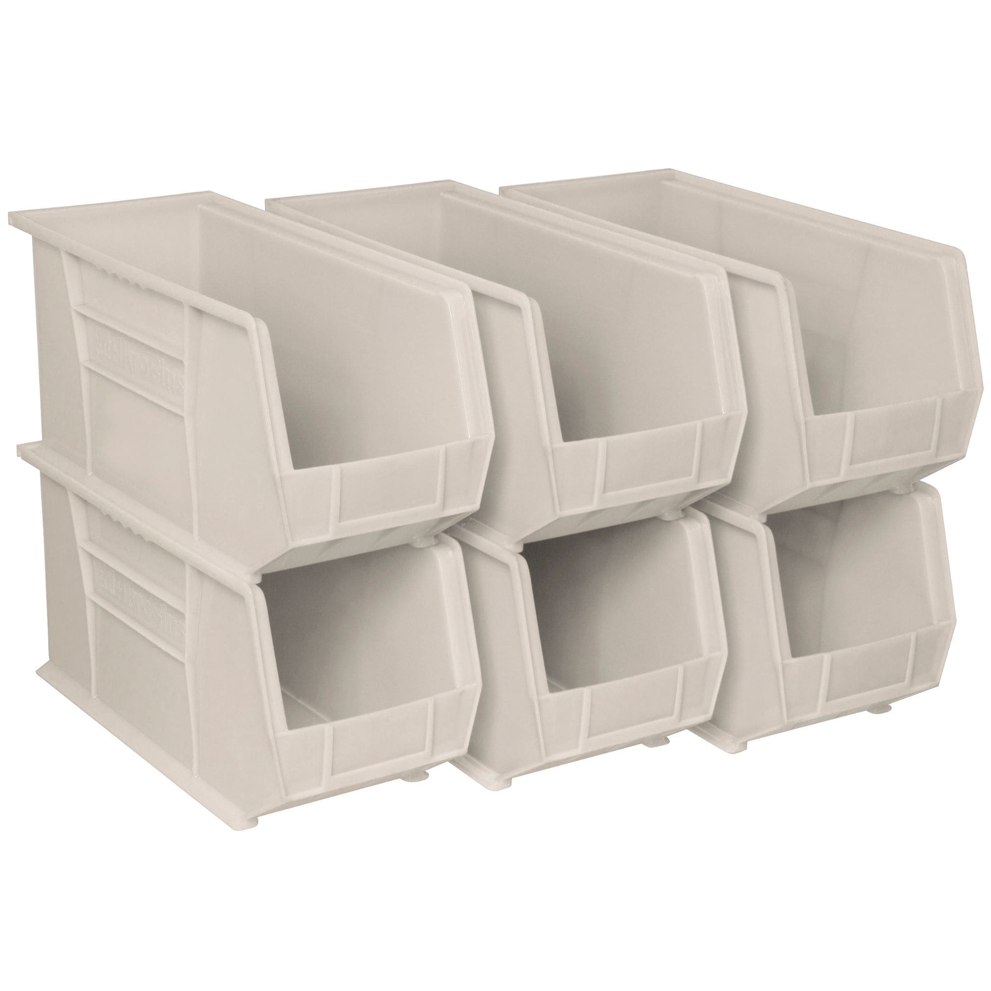 Akro-Mils  6 Pack AkroBins Plastic Storage Bins Space-Saving Organizers Stone
