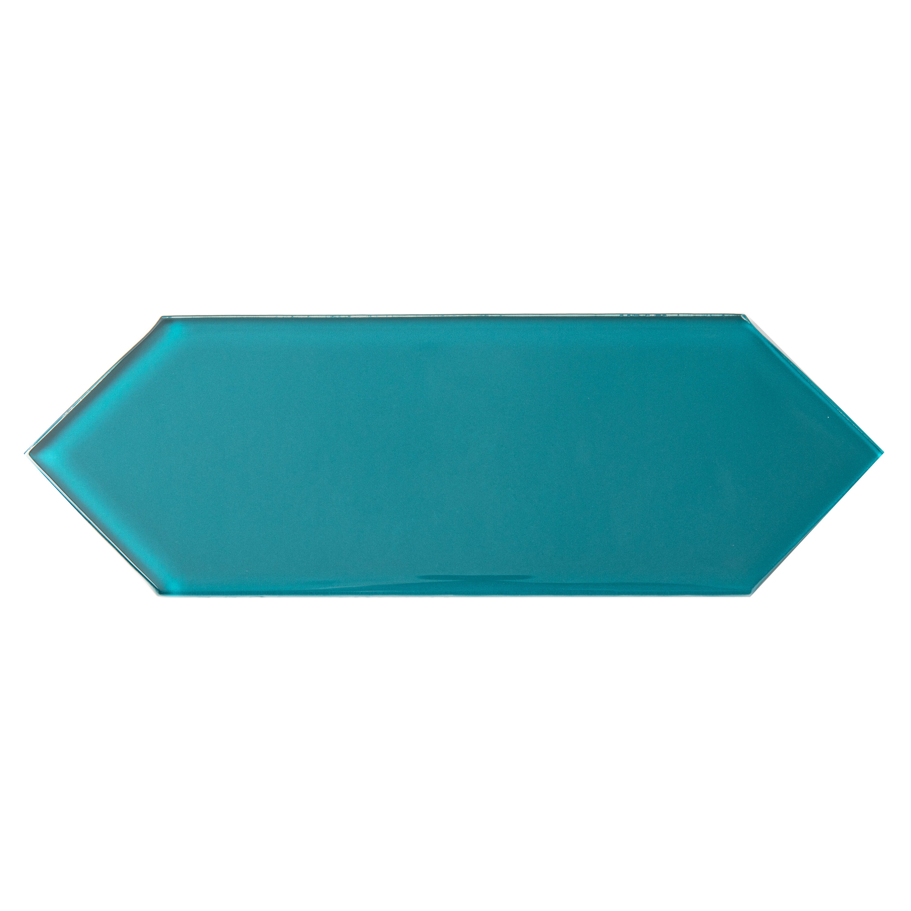 Giorbello (Sample) Teal 3-in x 9-in Glossy Glass Subway Wall Tile