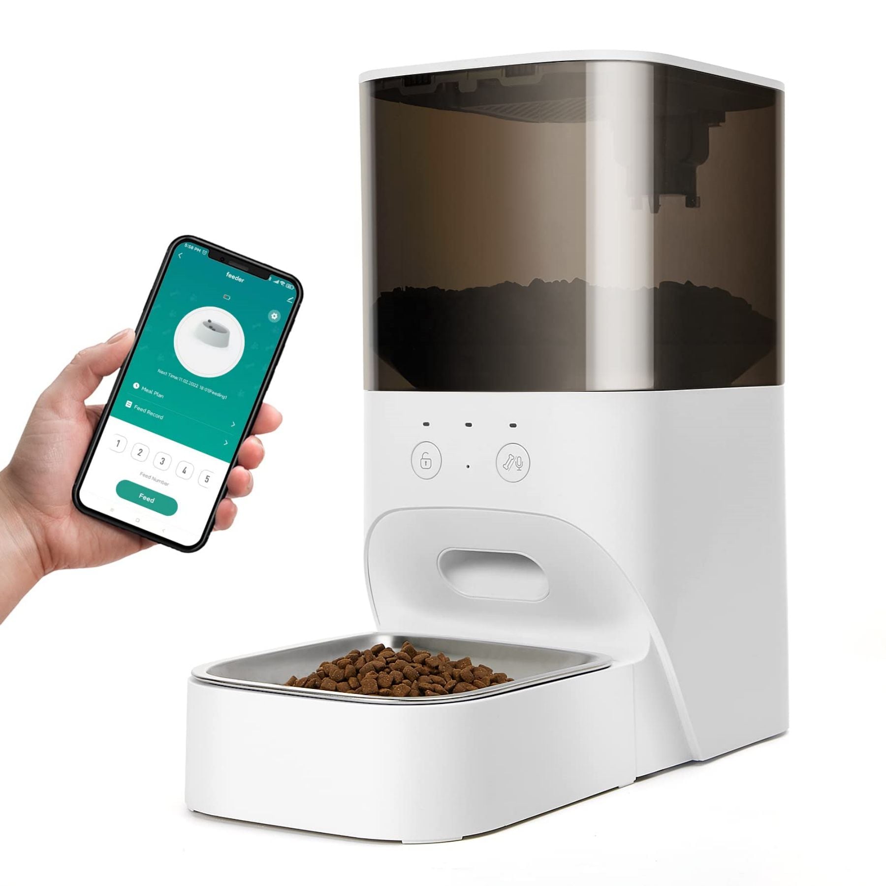 Maocao Hoom JL106230 140-oz Metal and plastic Dog/Cat Automatic Feeder