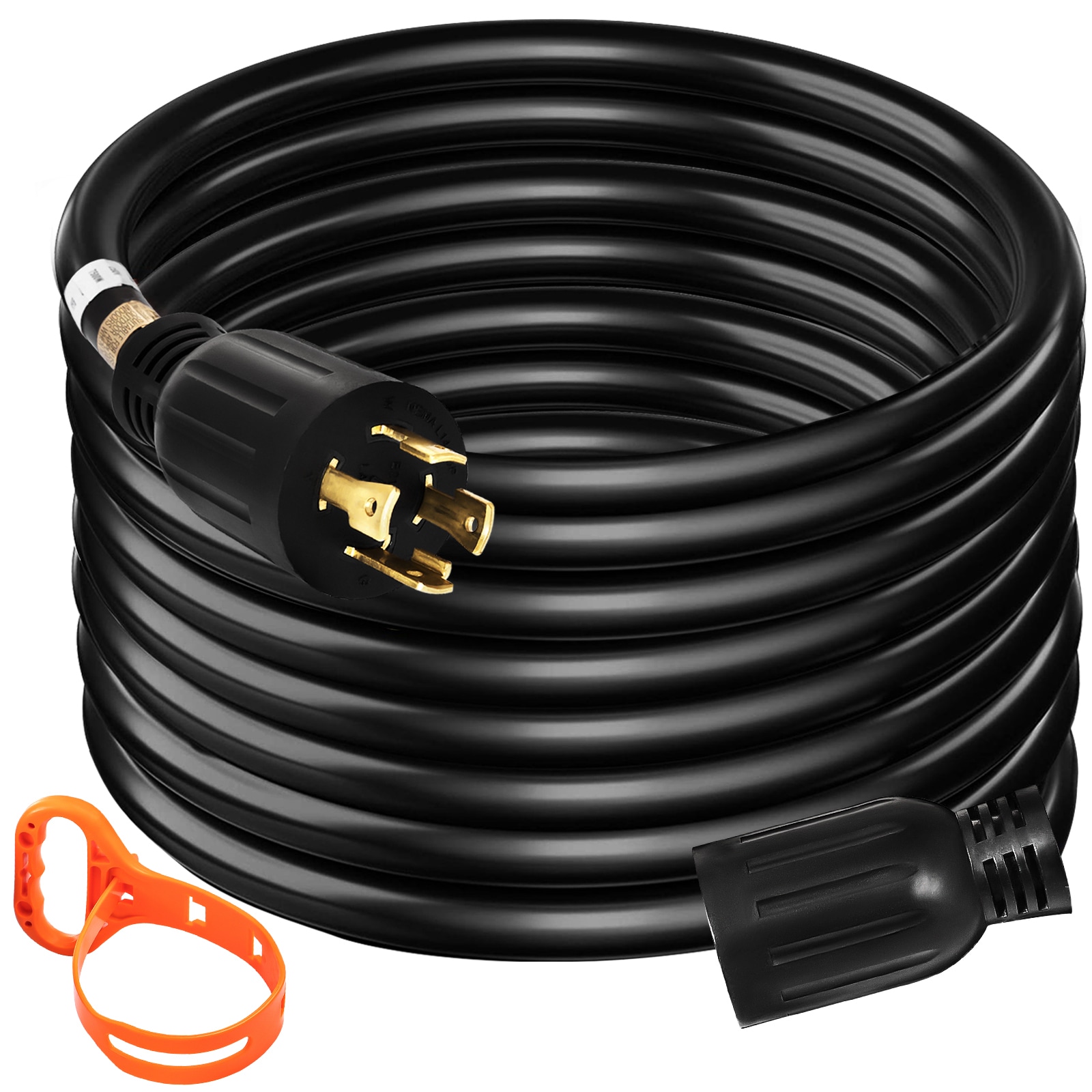 VEVOR 30 Amp Generator Cord 4 Wire 10-Gauge 40-ft / 4 3-Prong Outdoor SJTW Heavy Duty General Extension Cord in Black | FDJYCX40FT30A0001V1