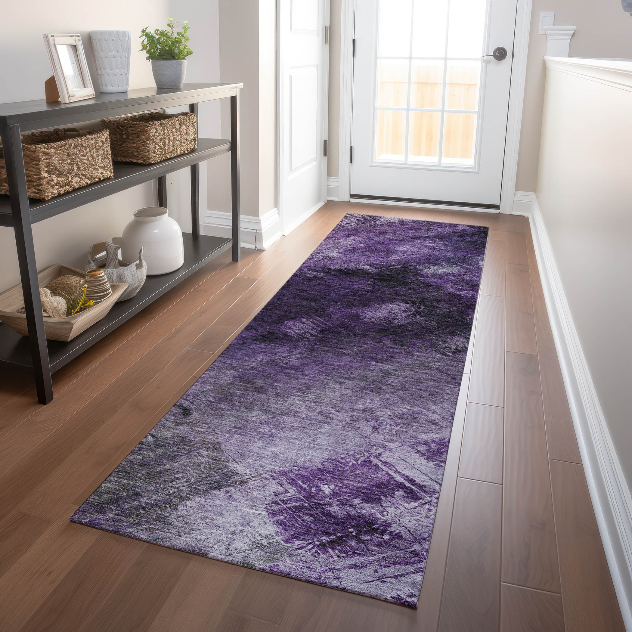 Addison Rugs ACN590PP2X8 Chantille ACN590PP 2 x 7 (ft) Polyester Purple Rectangular Indoor/Outdoor Geometric Moroccan Machine washable Runner rug