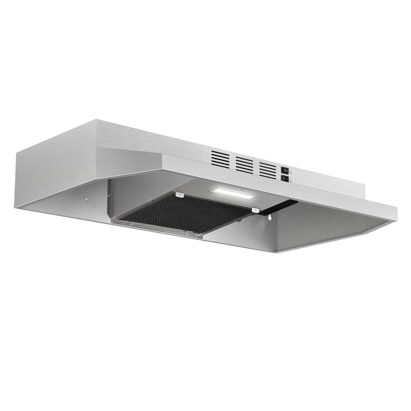 Tieasy 3976SI 30 inch Convertible 250-CFM Brushed Stainless steel Under Cabinet Range Hood with Charcoal Filter