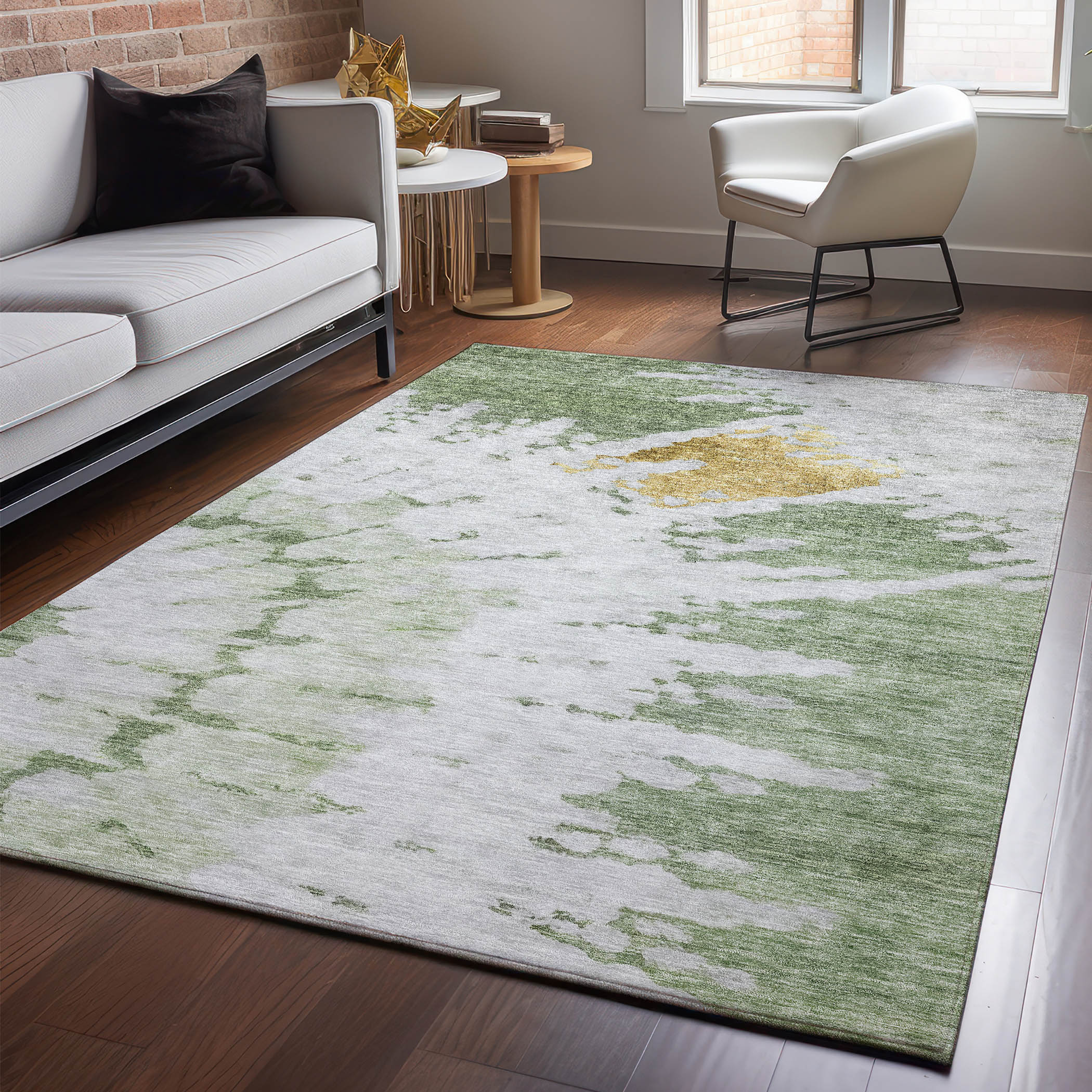 Addison Rugs AMF614AL3X5 Mayfield AMF614AL 3 x 5 (ft) Loomed Polyester Aloe Rectangular Indoor Geometric Machine washable Area rug