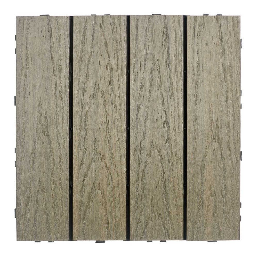 NewTechWood US-QD-ZX-AT 12-in x 12-in 10 -Pack Roman Antique Prefinished Composite Deck tile ( 10-sq ft )