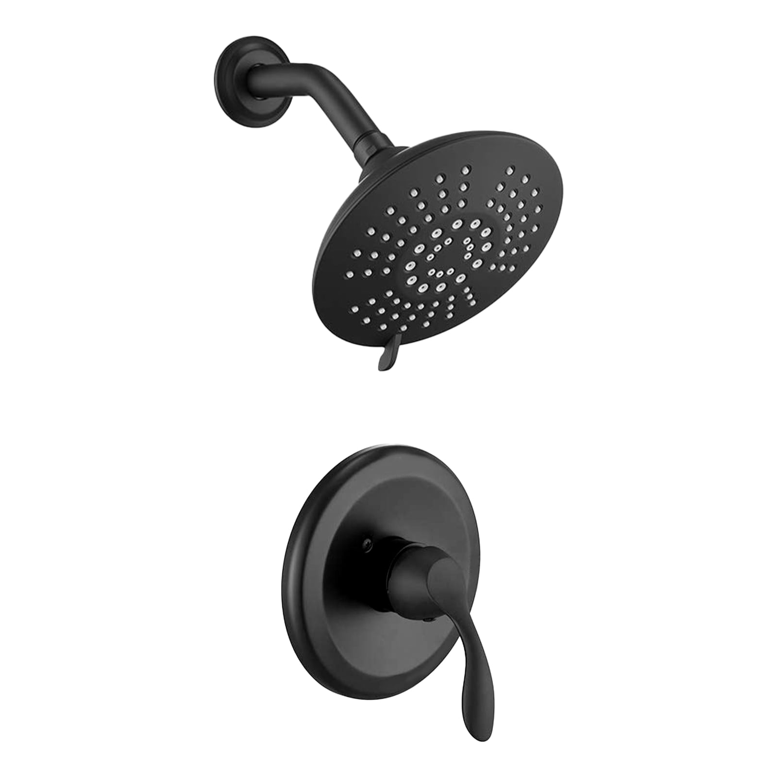 UCLIMAA Matte Black Tub and Shower Faucet Trim Kit with Valve and Five Spray Round Shower Head