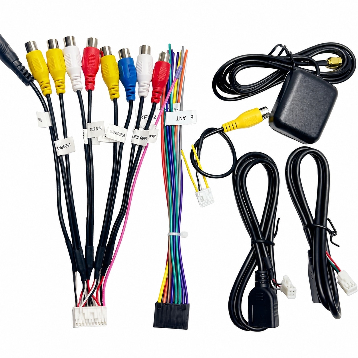 Etokfoks Radio Wiring Harness Kit in Black for Android Car Stereo with ISO 16Pin 10Pin 20Pin RCA GPS Antenna 6PCS #LETTNFZU8