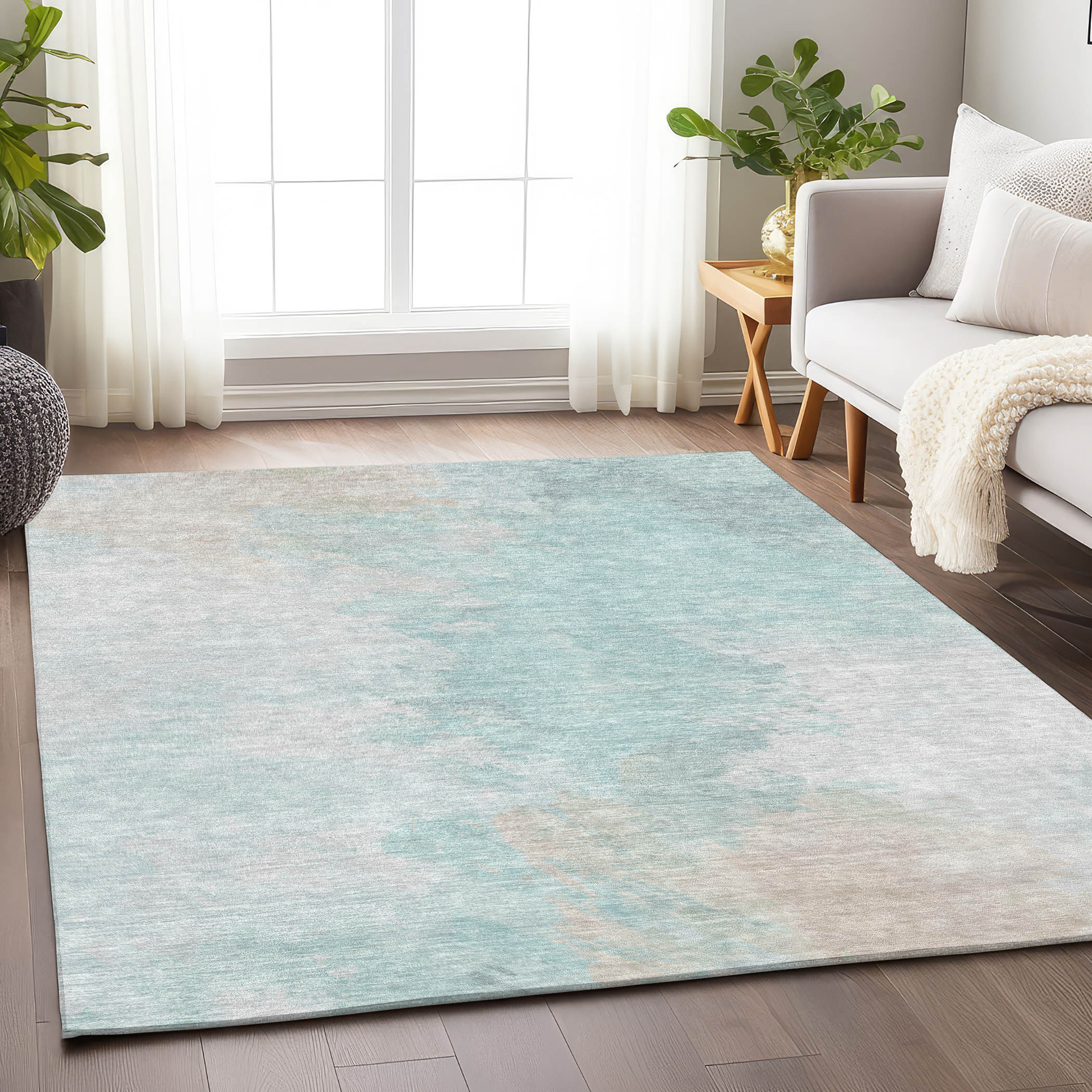 Addison Rugs ACN1675SF5X8 Chantille ACN1675SF 5 x 7 (ft) Loomed Seafoam Rectangular Indoor/Outdoor Machine washable Pet Friendly Area rug