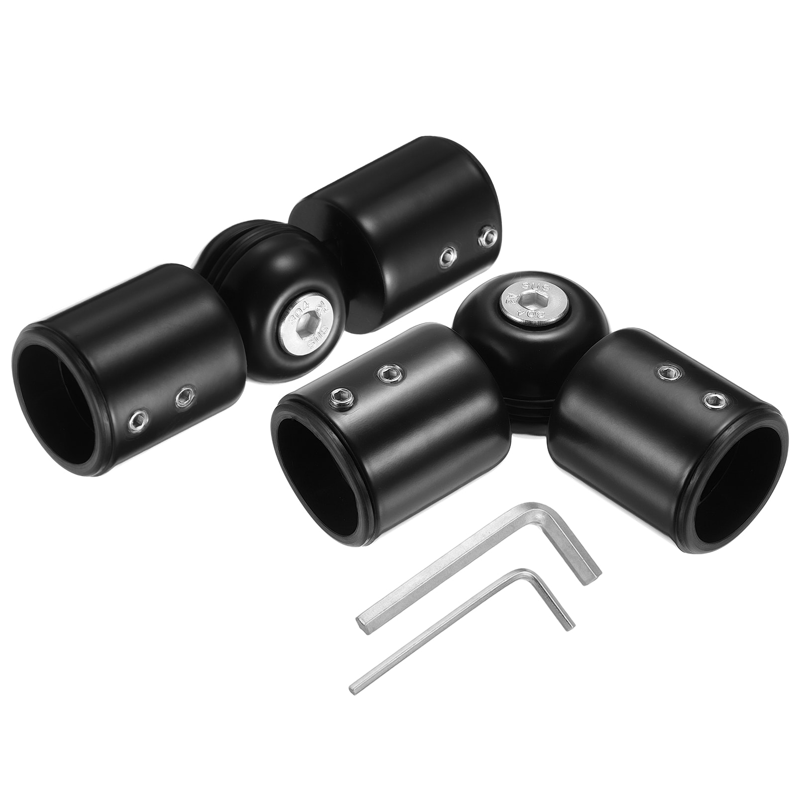 Unique Bargains 2pcs Corner Curtain Rod Connector Hinged Elbow Connector Curtain Rod Corner Connector with Hex Wrench for 1 Inch OD Bay Window Curtain Rods Black