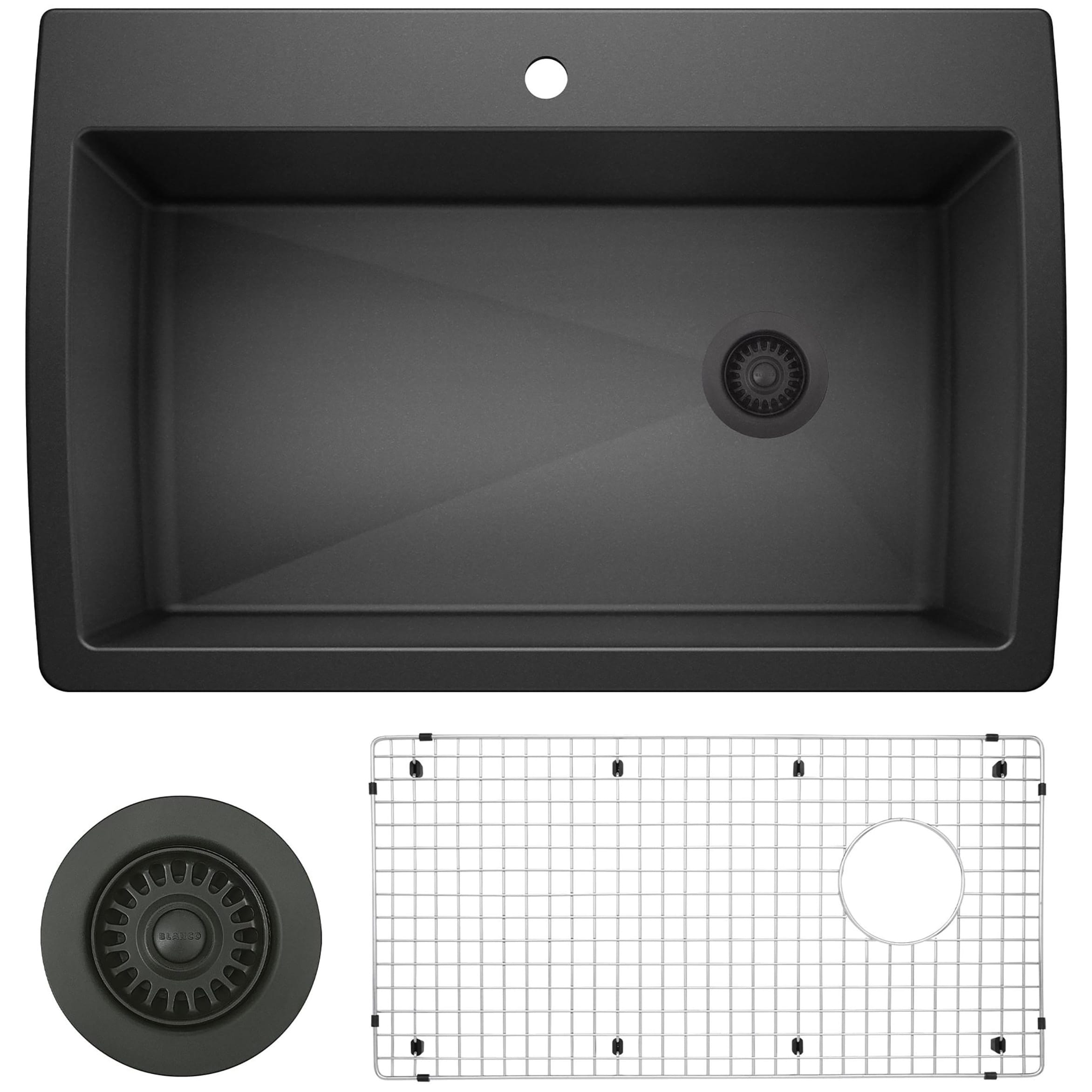 BLANCO 440194-KIT Diamond Silgranit Drop-in 33.5-Inches x 22-Inches Granite Single bowl 1-Hole Kitchen Sink