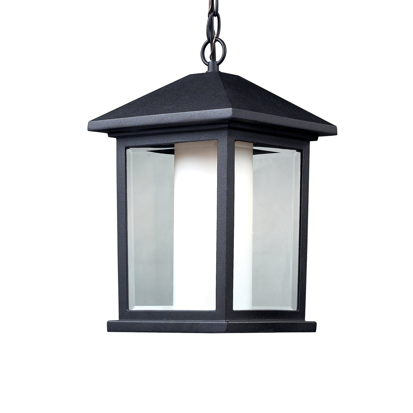 Z-Lite 523CHM Mesa Black Transitional Beveled glass Lantern Mini Outdoor Hanging Pendant light
