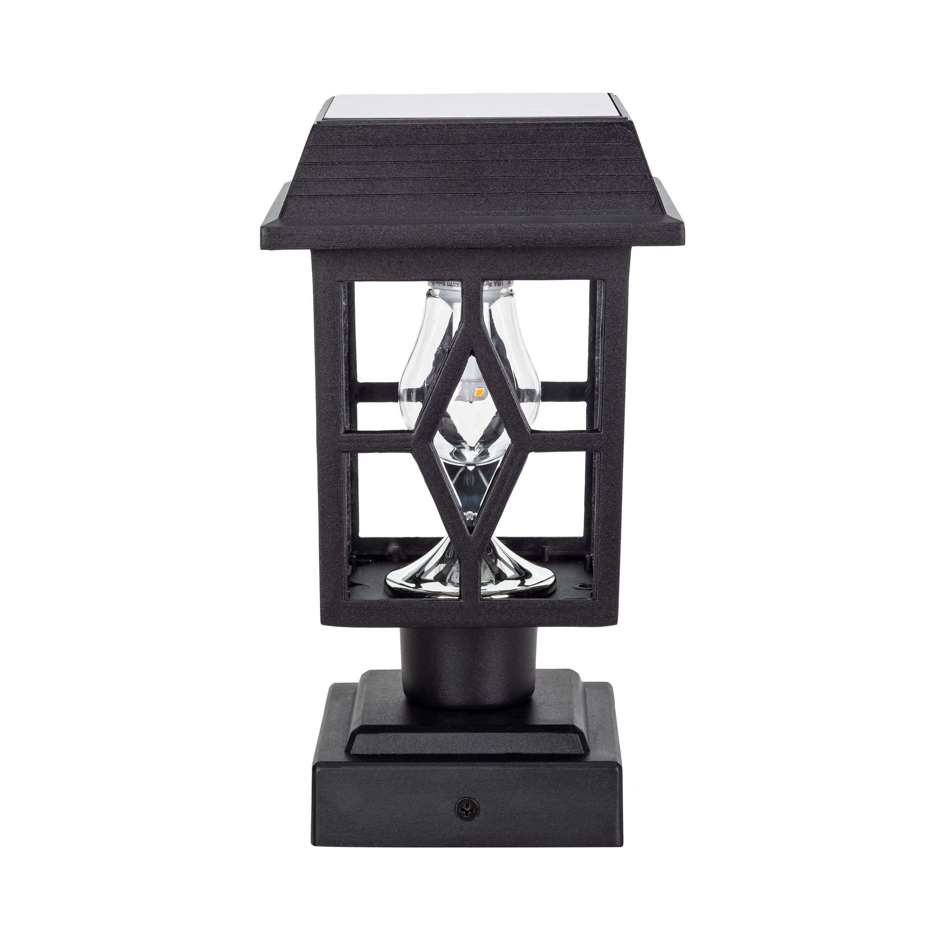 Luna II Black Cast Aluminum Solar LED Post Cap Lights, 2-Pack