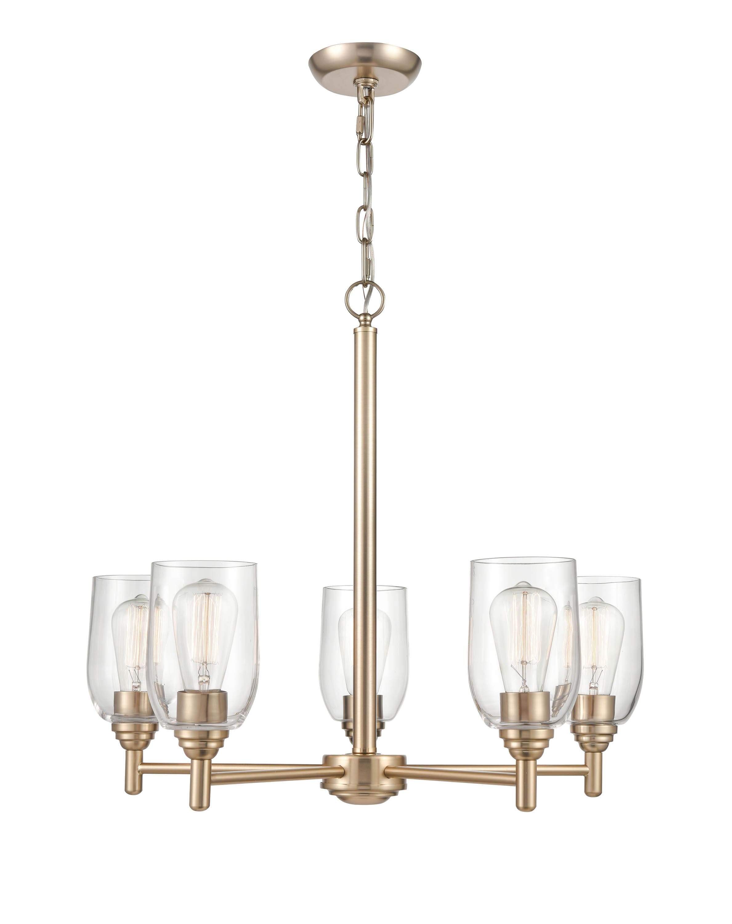 Millennium Lighting 4995-MG Arlett 5 -Light Matte Gold Modern/contemporary For Use in Bedrooms, Dining Rooms, Foyers, Kitchens, Living Rooms Chandelier
