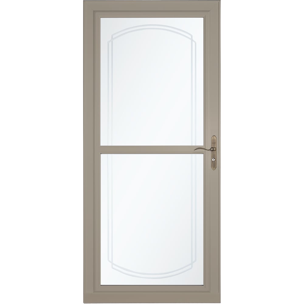 Tradewinds Selection 36-in x 81-in Sandstone Full-view Retractable Screen Aluminum Storm Door with Antique Brass Handle in Brown | - LARSON 1461409220