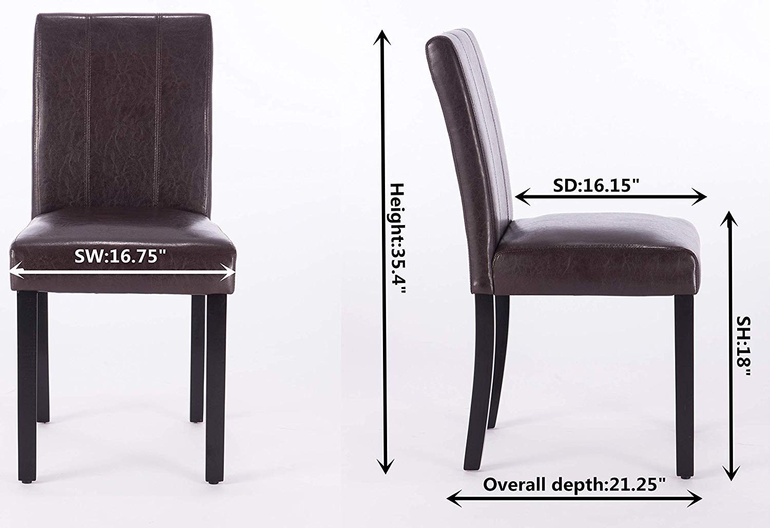 Clihome ZX-005-CHAIR-2-BROWN Dining-Chairs - View #2