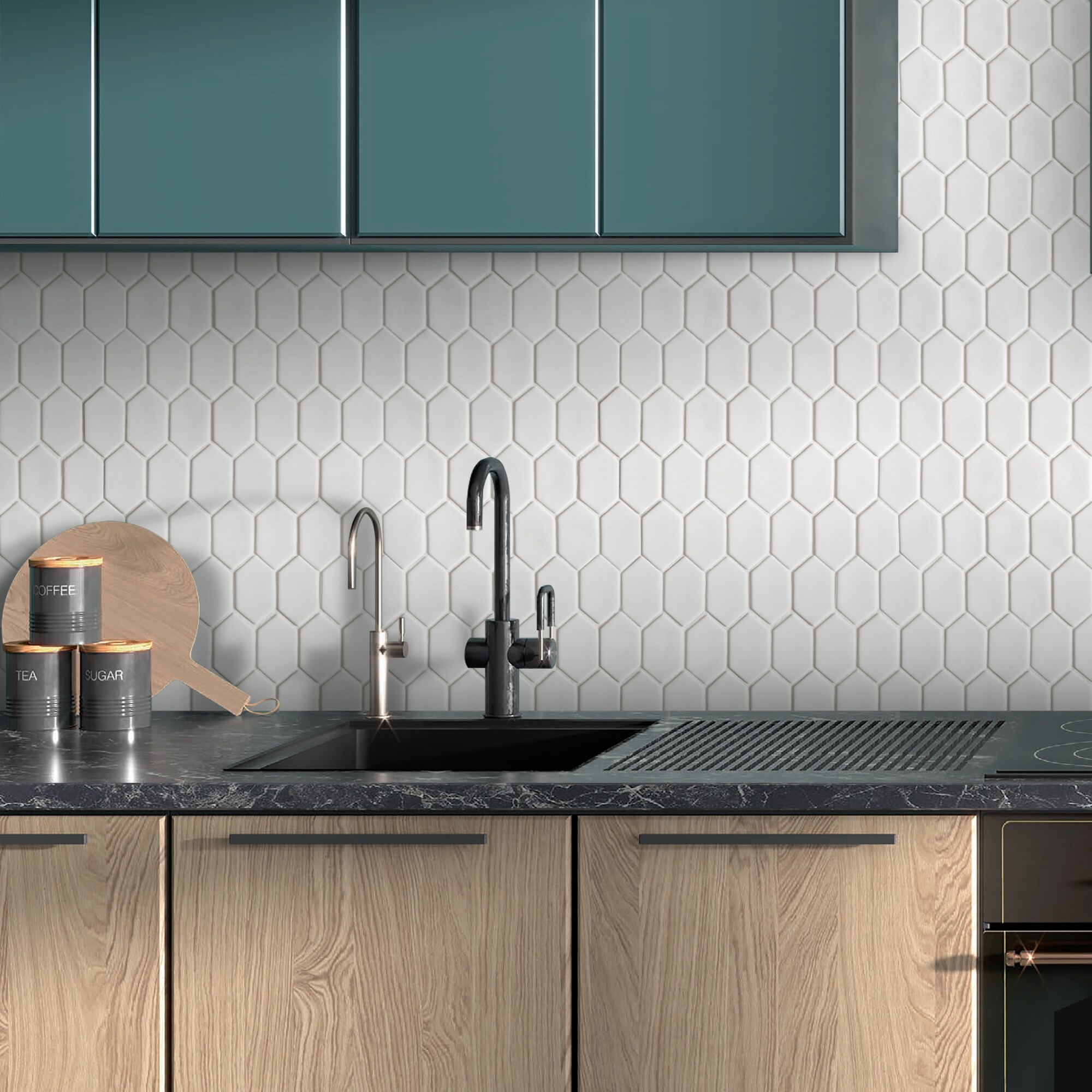 White Hexagonal Matte Glass Mosaic Tile Sheets