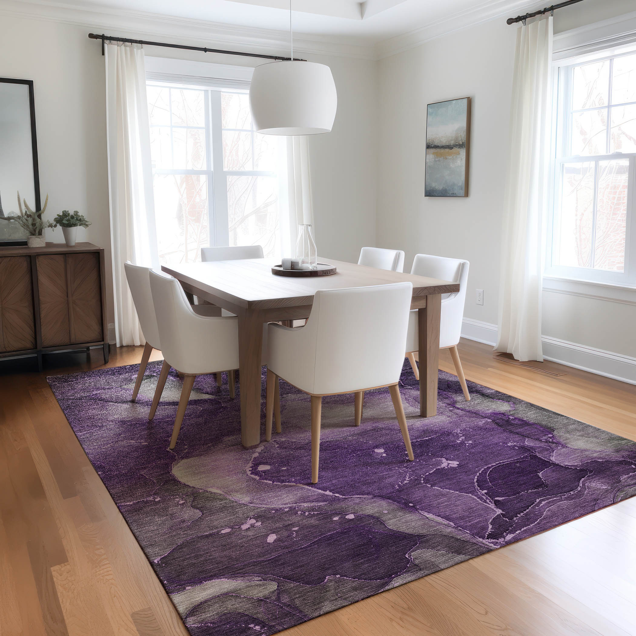 Addison Rugs ACN522PP3X5 Chantille ACN522PP 3 x 5 (ft) Polyester Purple Rectangular Indoor/Outdoor Abstract Machine washable Area rug