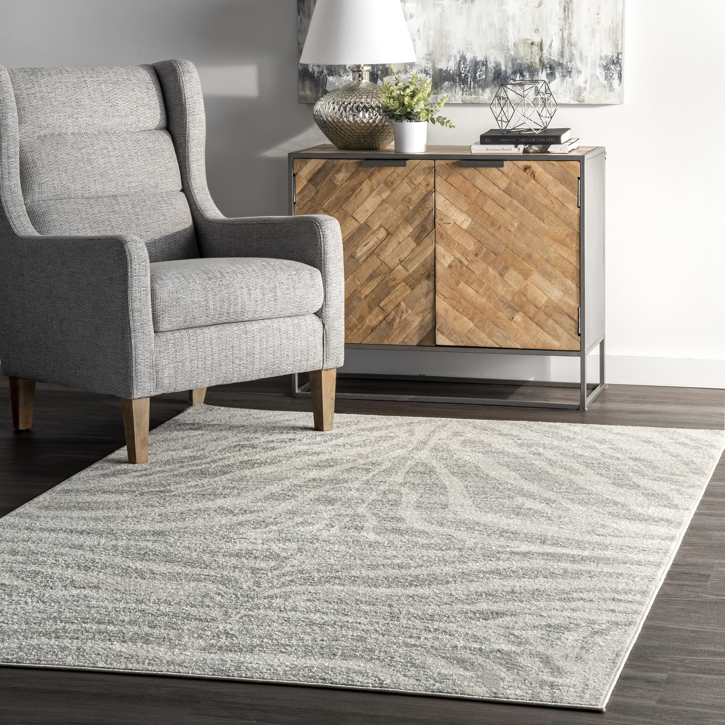nuLOOM RZBD100A-8010 Royal 8 x 10 (ft) Loomed Polypropylene Gray Rectangular Indoor Stripe Area rug