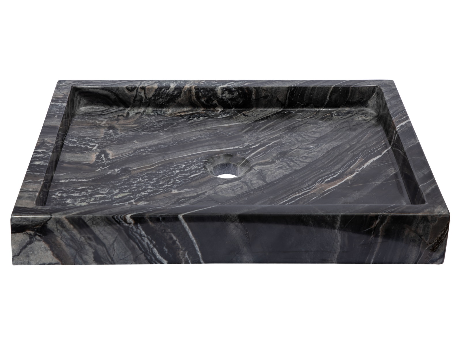 Charcoal Gray Stone Rectangular Vessel Bathroom Sink