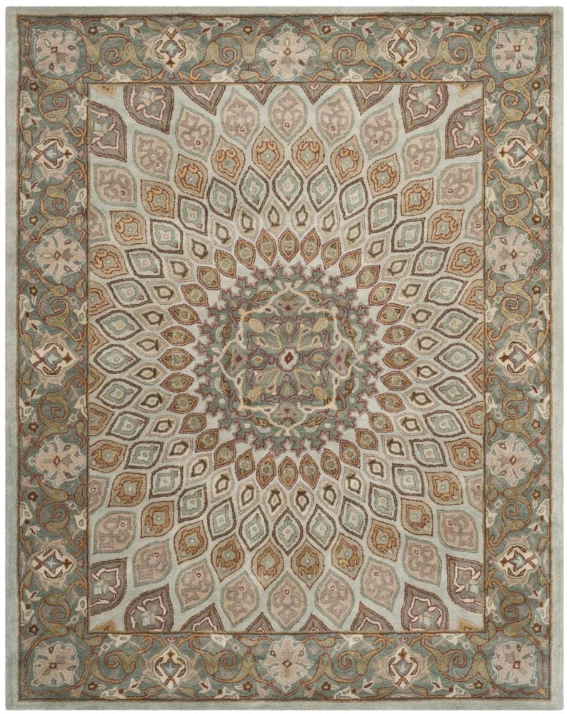 Safavieh HG914B-6 Heritage Chador 6 x 9 (ft) Tufted Wool Blue/Gray Rectangular Indoor Floral/Botanical Oriental Area rug