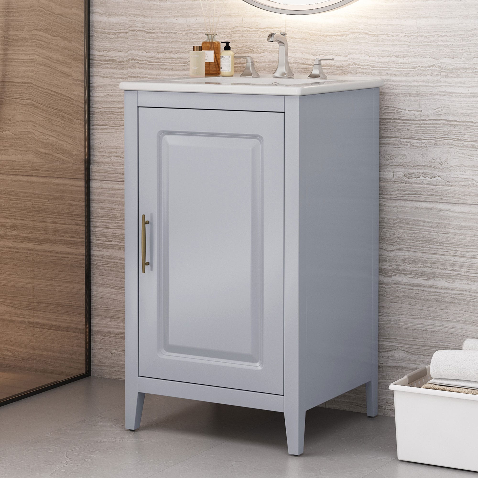 Christopher Knight Home 322886 20in Bathroom Vanity with Sink and Functional Drawers