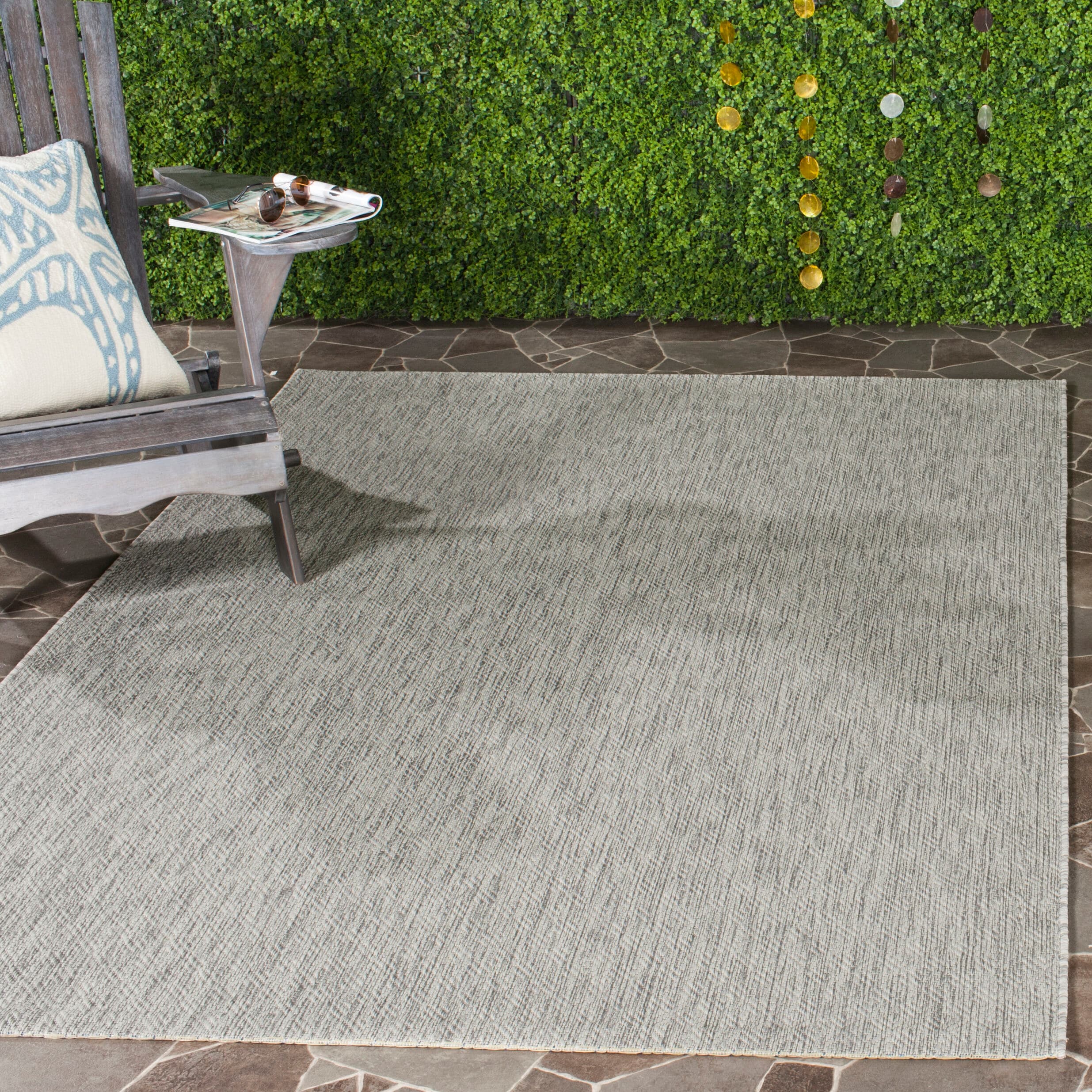 Safavieh CY8520-36811-7SQ Courtyard Pumpion 7 x 7 (ft) Loomed Polypropylene Gray/Gray Square Indoor/Outdoor Abstract Coastal Area rug