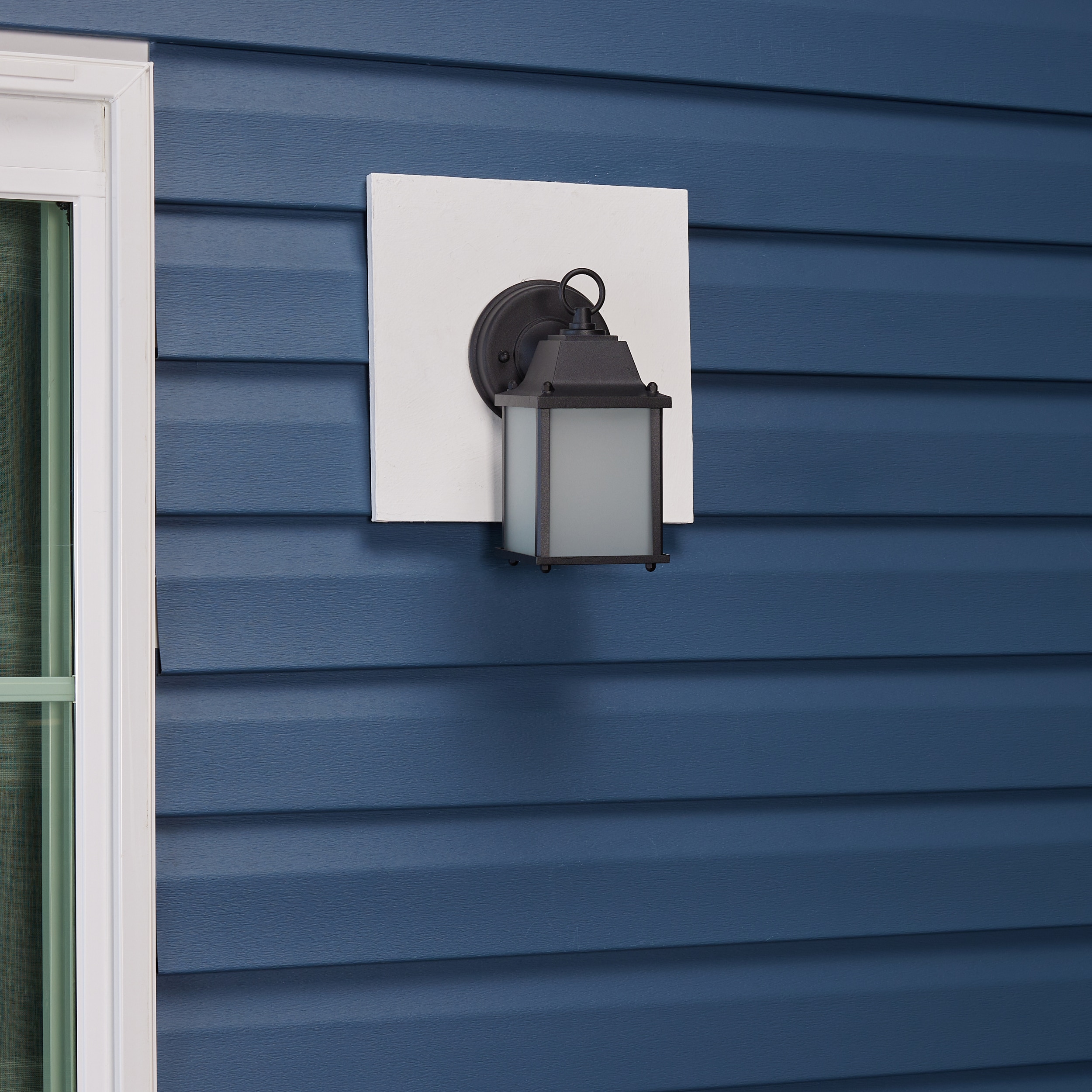 Black Aluminum LED Wall Lantern with Frosted Glass Shade