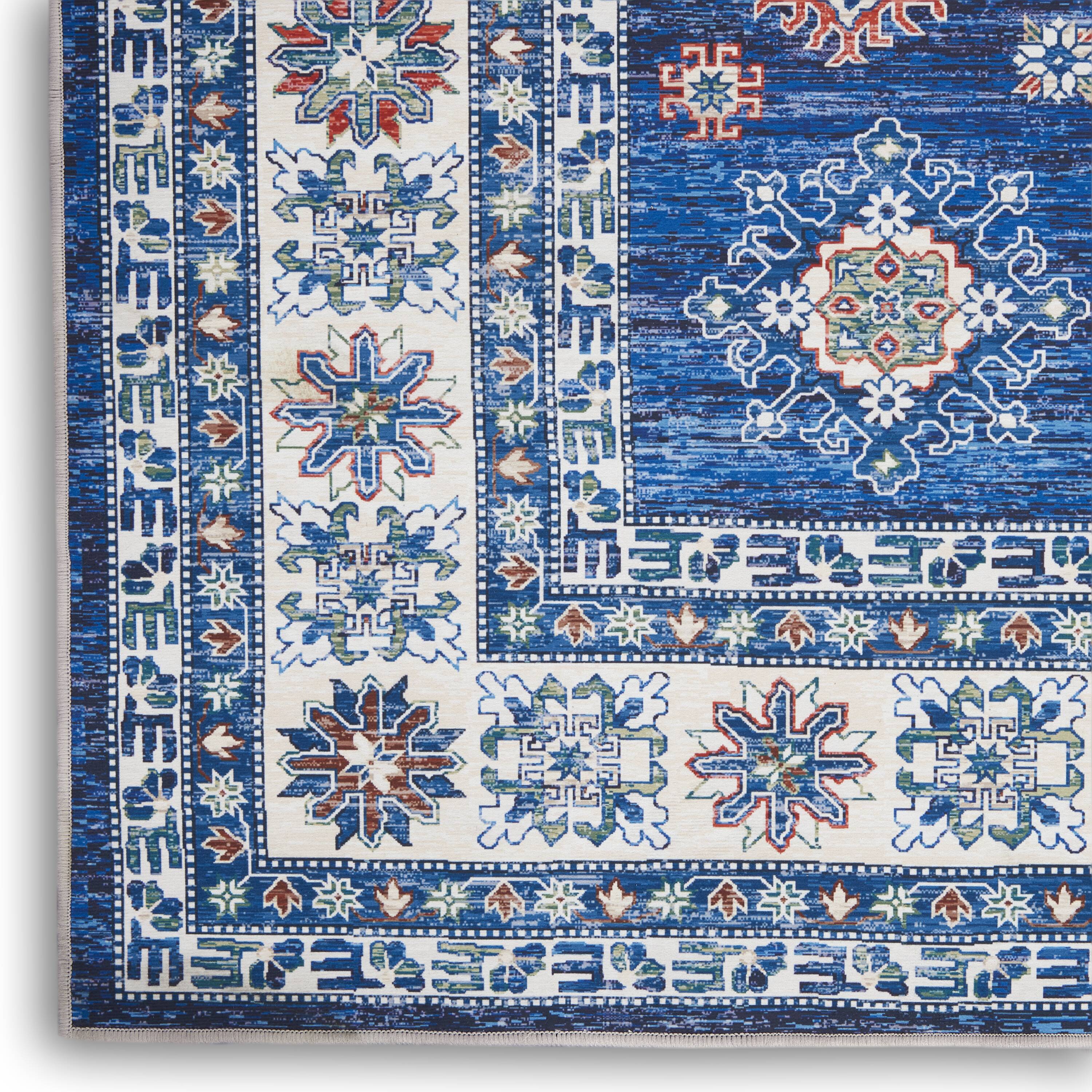Fulton Vintage Blue Persian-Inspired 7'10" x 9'10" Non-Slip Flatweave Rug