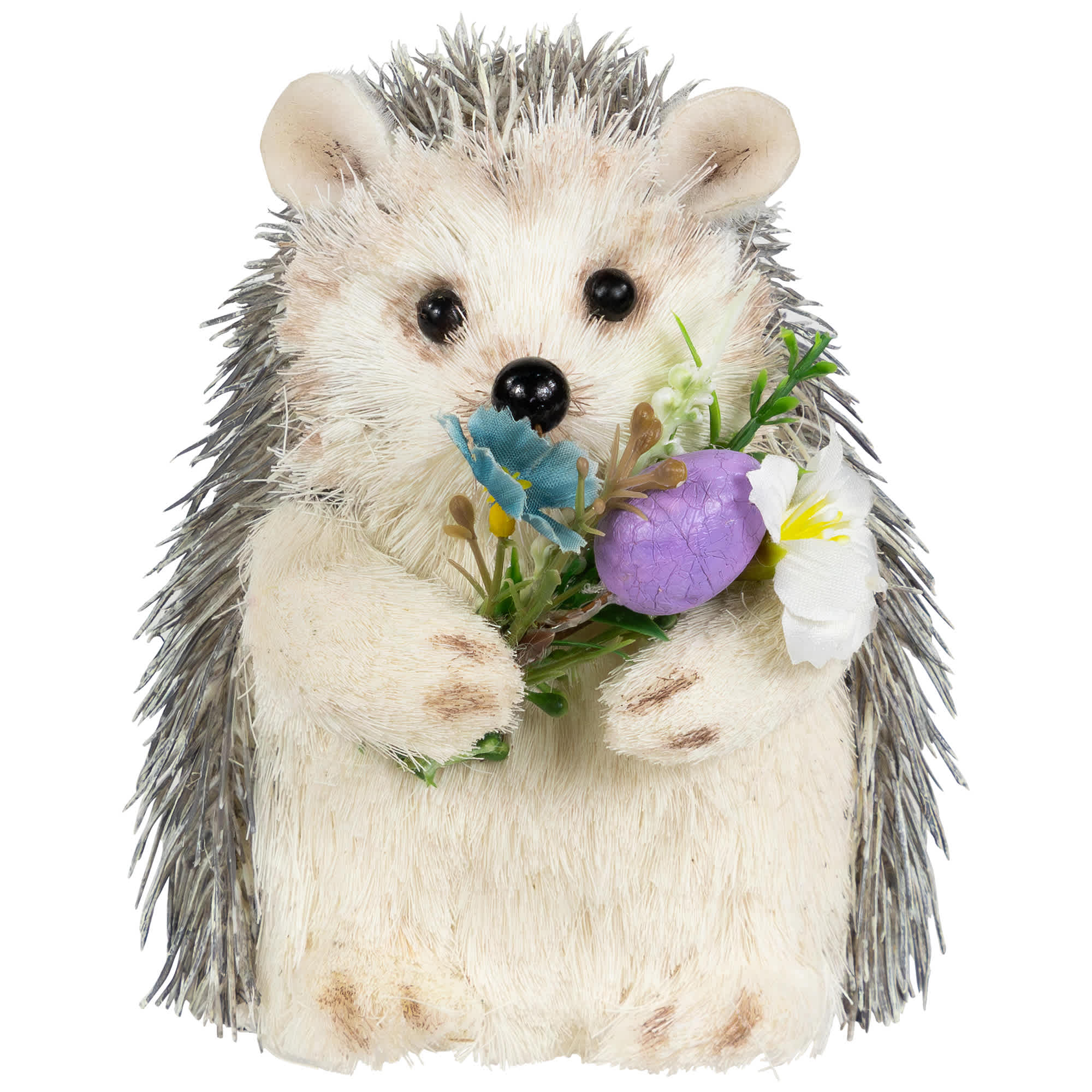 Northlight Hedgehog Floral Easter Figurine - 5 inch - Cream and Gray