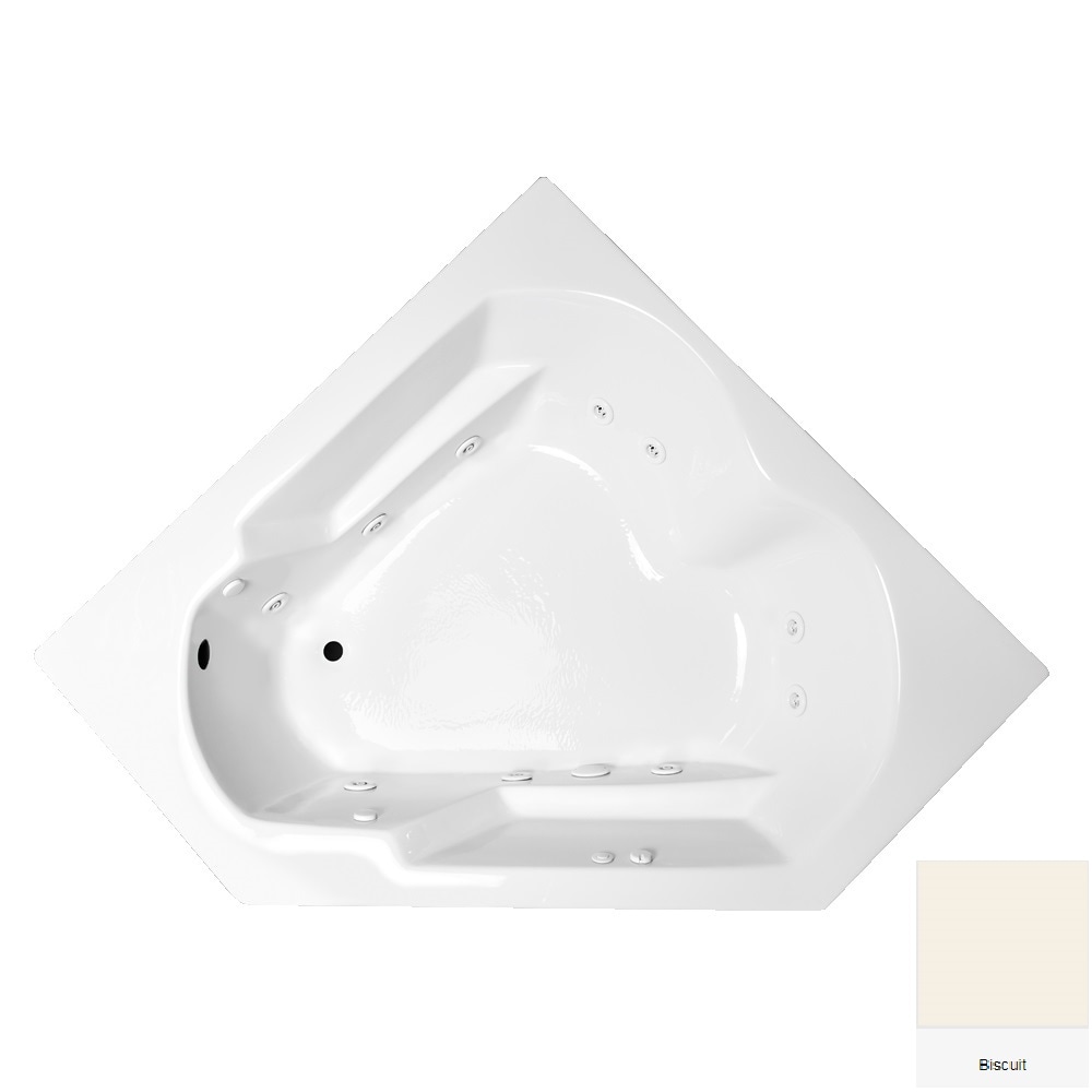 Laurel Mountain 6060DPWL-BI Dual Corner Plus Whirlpool Base Model 60-Inches x 60-Inches Biscuit Acrylic Corner Drop-in Whirlpool tub ( Left Drain )