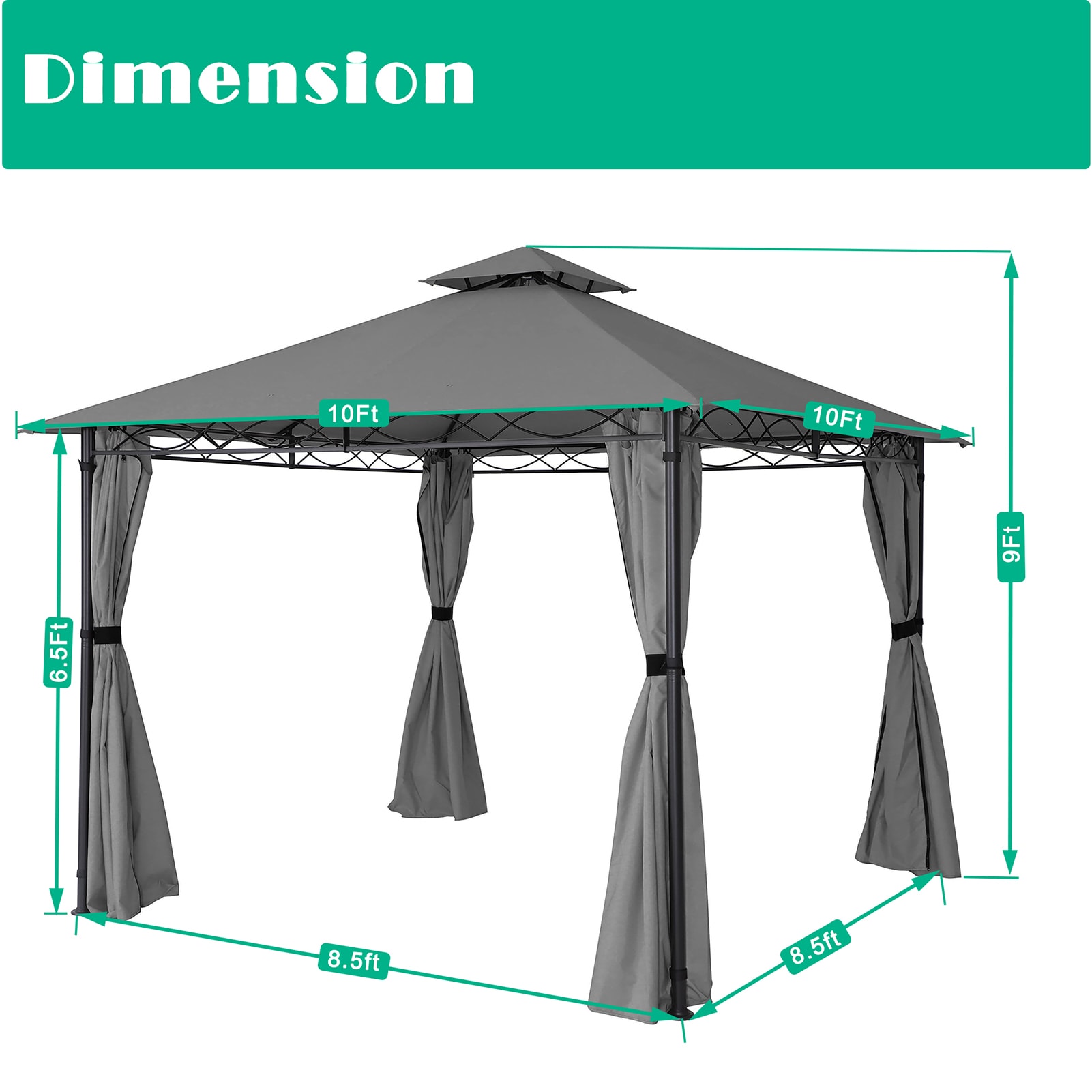 StarEcho 10-ft x 10-ft Patio steel gazebos Cape Cottage Square Dk.Gray ...