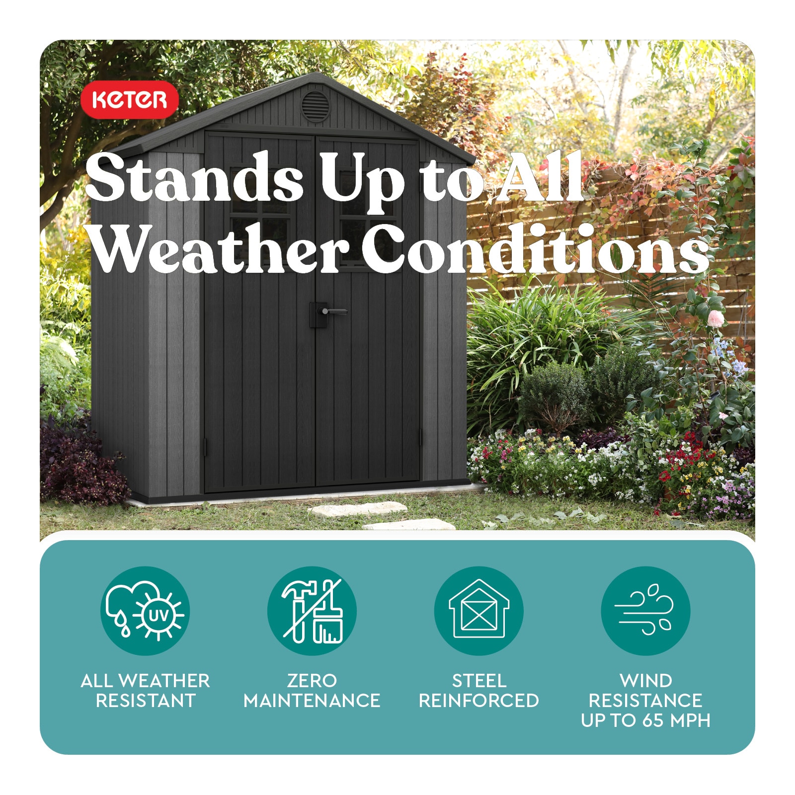Keter 6-ft x 4-ft Darwin Gray Gable Roof Plastic Resin Storage