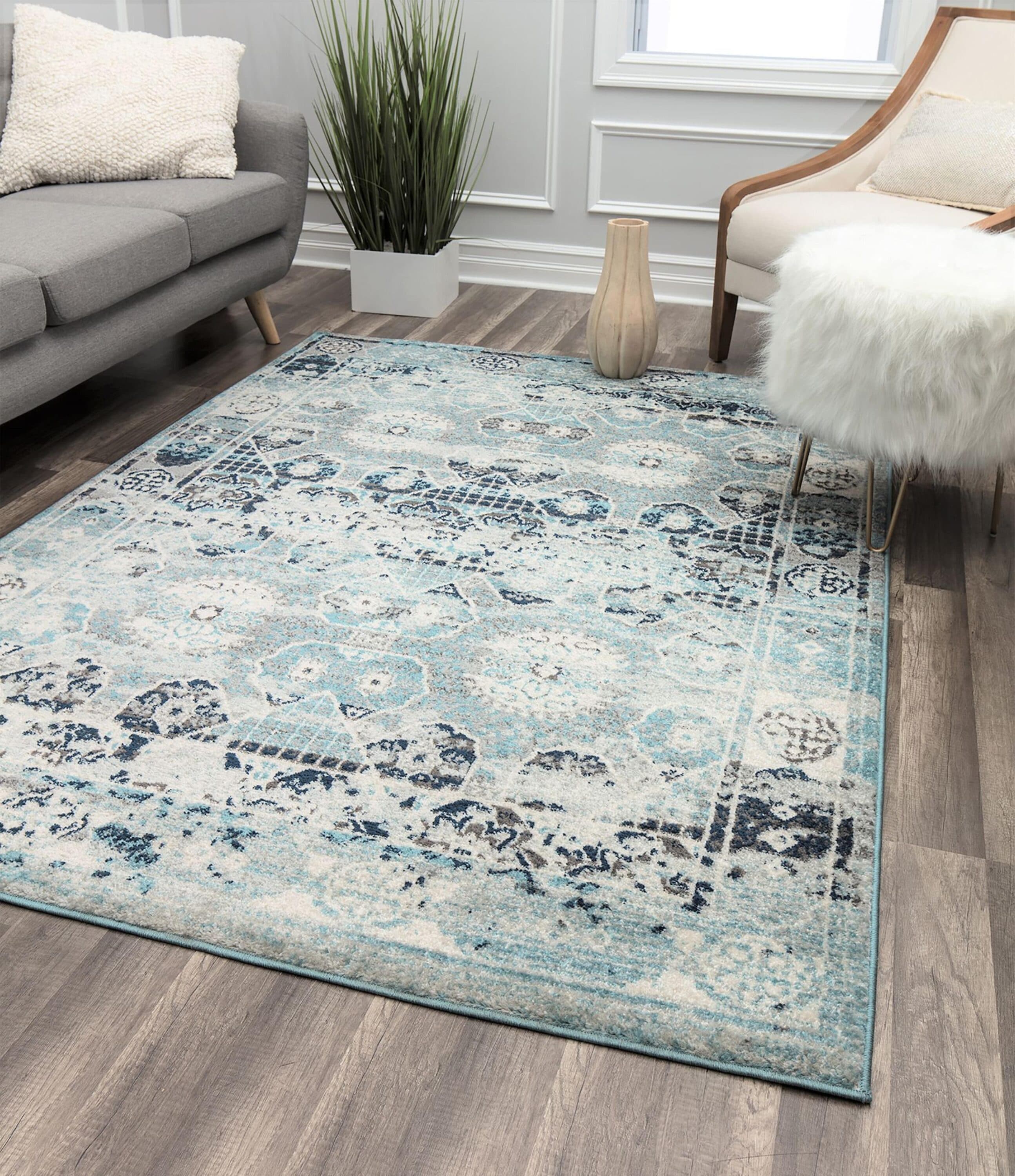 Rugs America 28288 Kaia 5 x 7 (ft) Loomed Polypropylene Boho Blue Rectangular Indoor Geometric Area rug