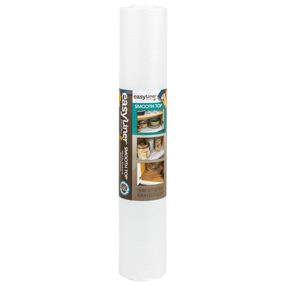 Easyliner Smooth Top Shelf Liner, White, 20 in. x 18 ft.