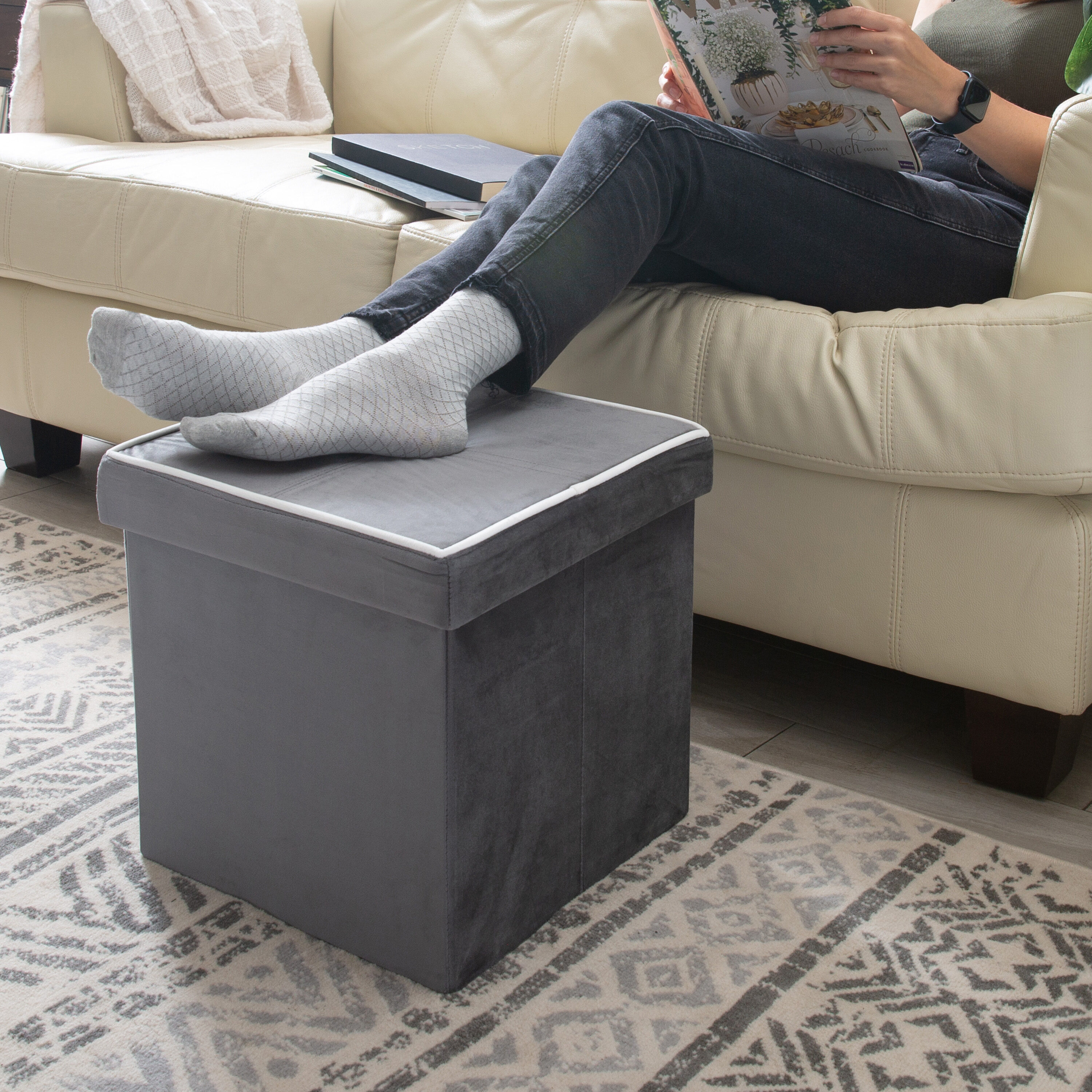 Simplify F-0629-GREY Indoor-Ottomans - View #8