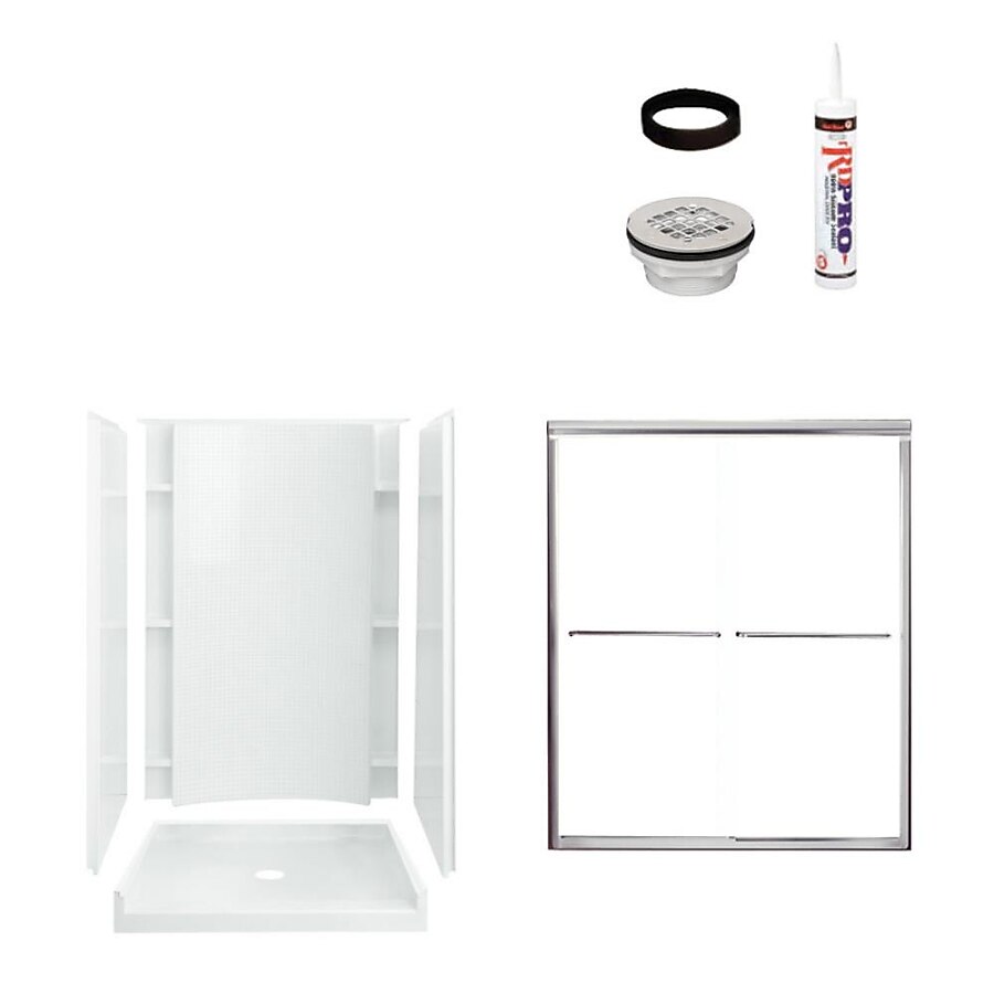 Sterling Accord White Vikrell Wall and Floor 4-Piece Alcove Shower Kit (Common: 36-in x 48-in; Actual: 77-in x 36-in x 48-in) Sterling Accord White Vikrell Wall and Floor 4-Piece Alcove Shower Kit (Common: 36-in x 48-in; Actual: 77-in x 36-in x 48-in)