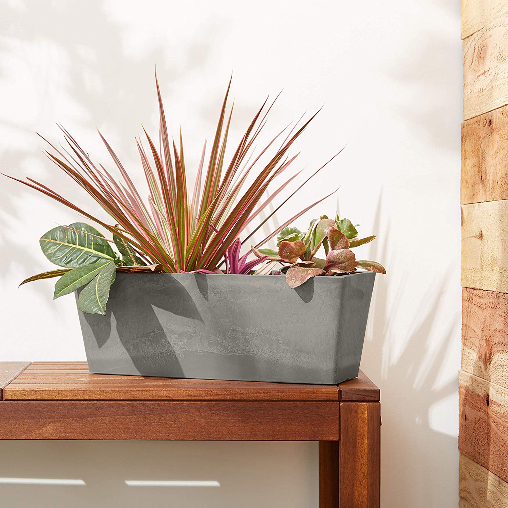 Eco-Friendly PSW Composite Rectangular Planter - Silver, 17.5"